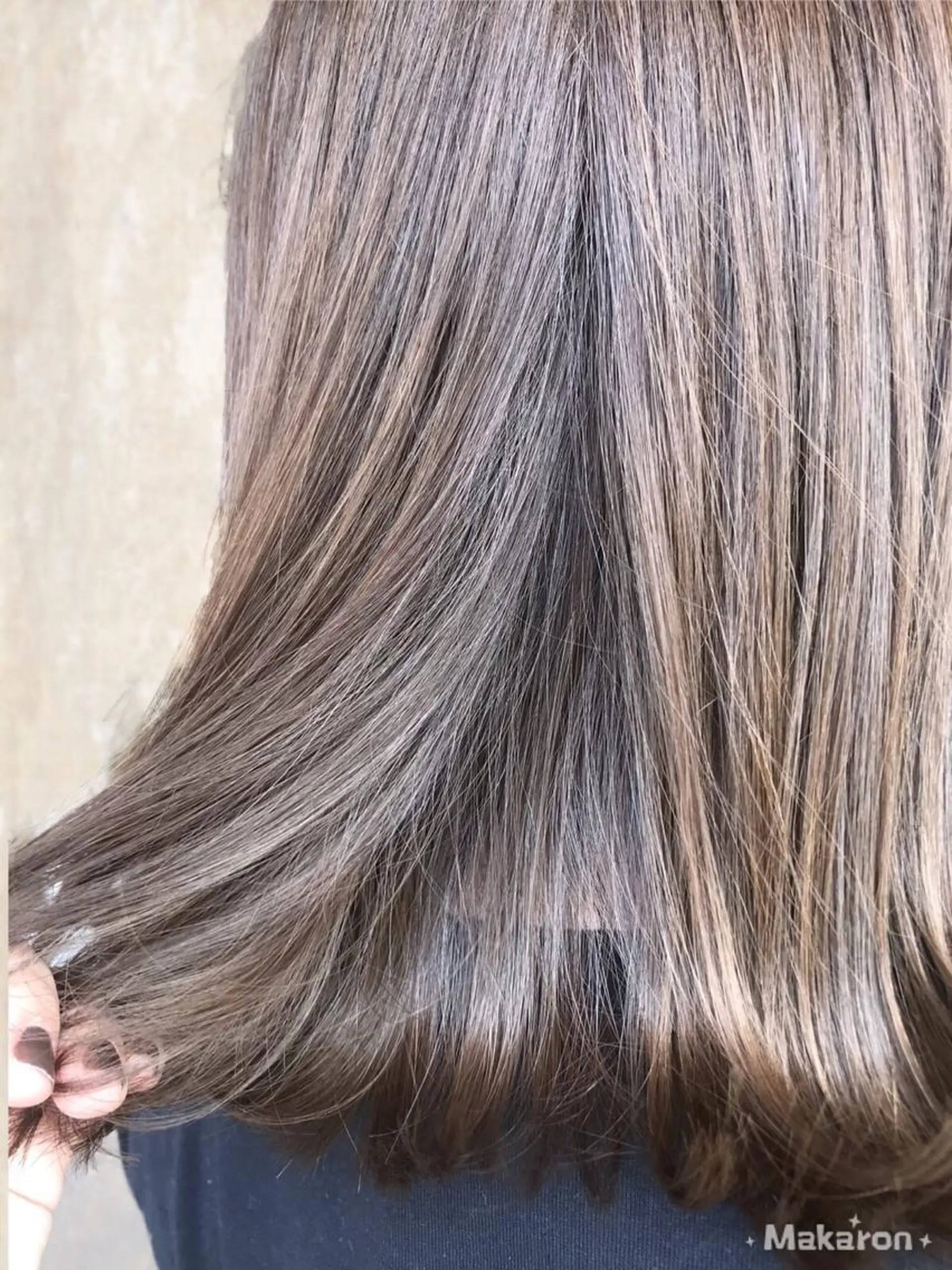 セミロング カラー アッシュ オリーブアッシュ hair works raptureのヘアスタイル
