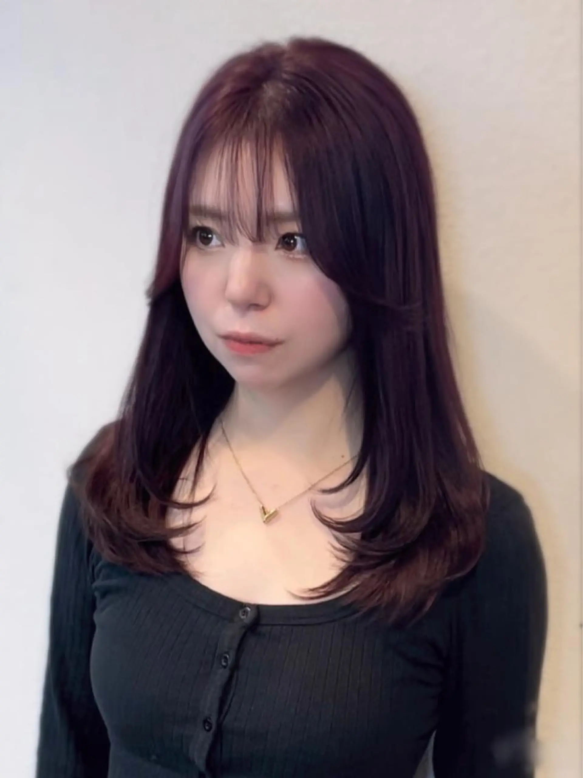 セミロング カラー ラベンダーカラー ピンクカラー ピンクラベンダー 顔まわりレイヤー レイヤーカット チヒョ🦋 韓国hair🇰🇷のヘアスタイル
