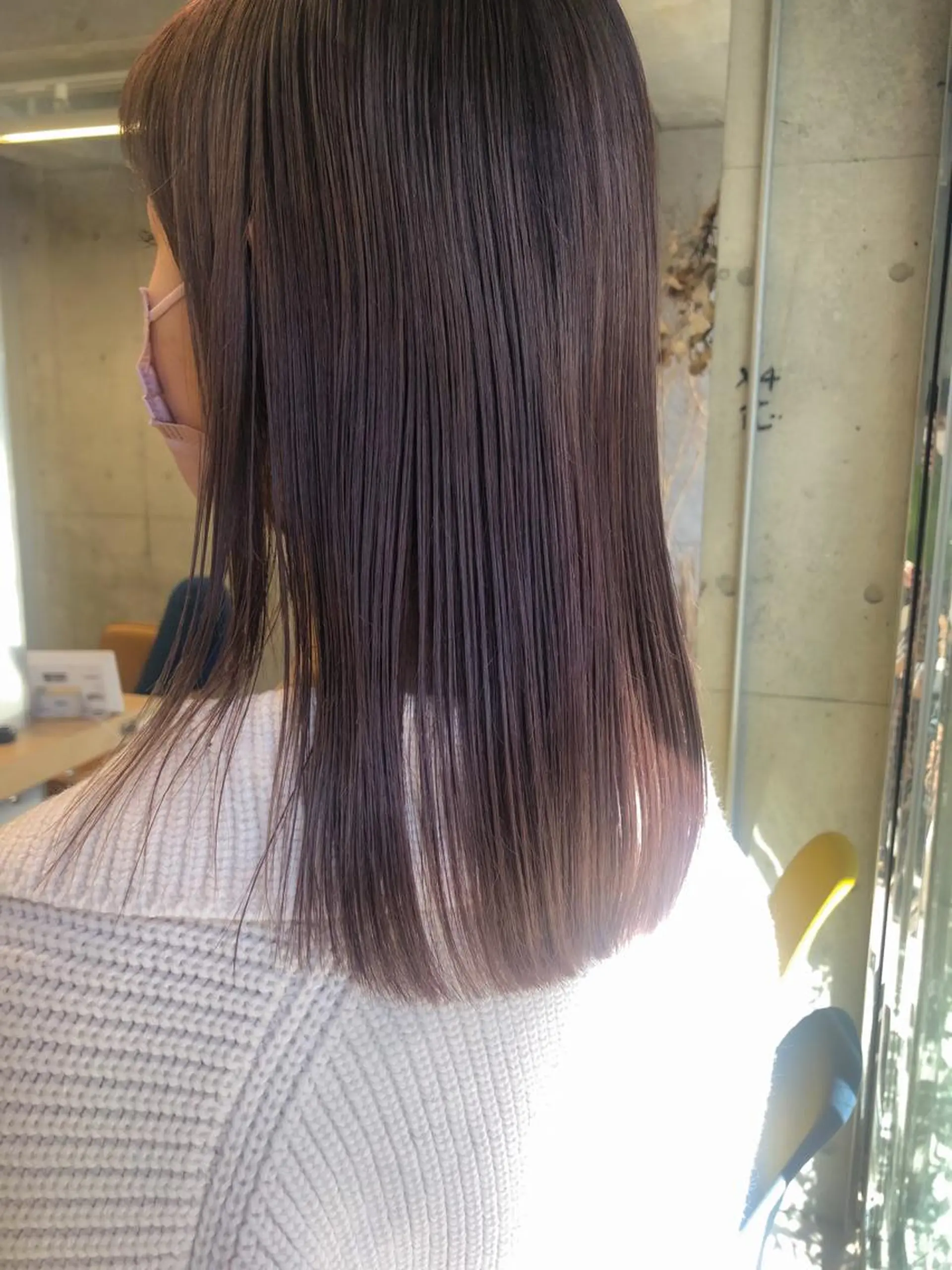 ミディアム カラー ヘアアレンジ ピンクカラー rii-🩰 トレンド韓国ヘアのヘアスタイル