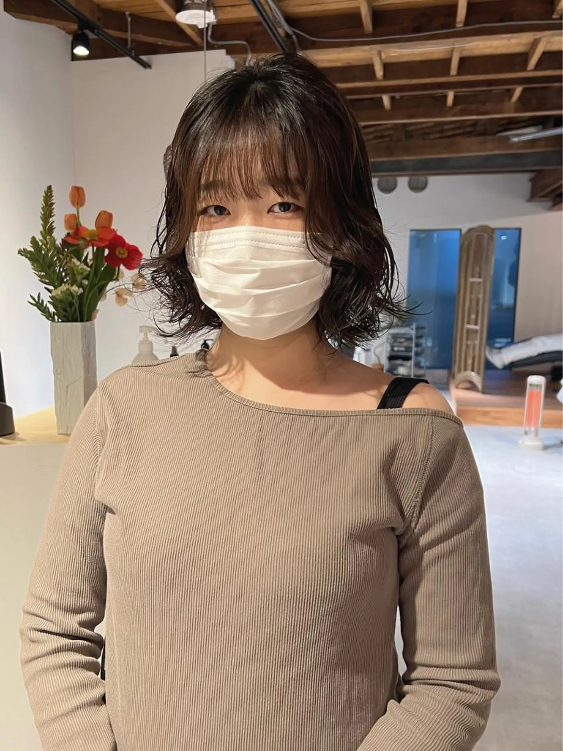 ミディアム パーマ ミディアムパーマ ボブ io濱川 遥のヘアスタイル
