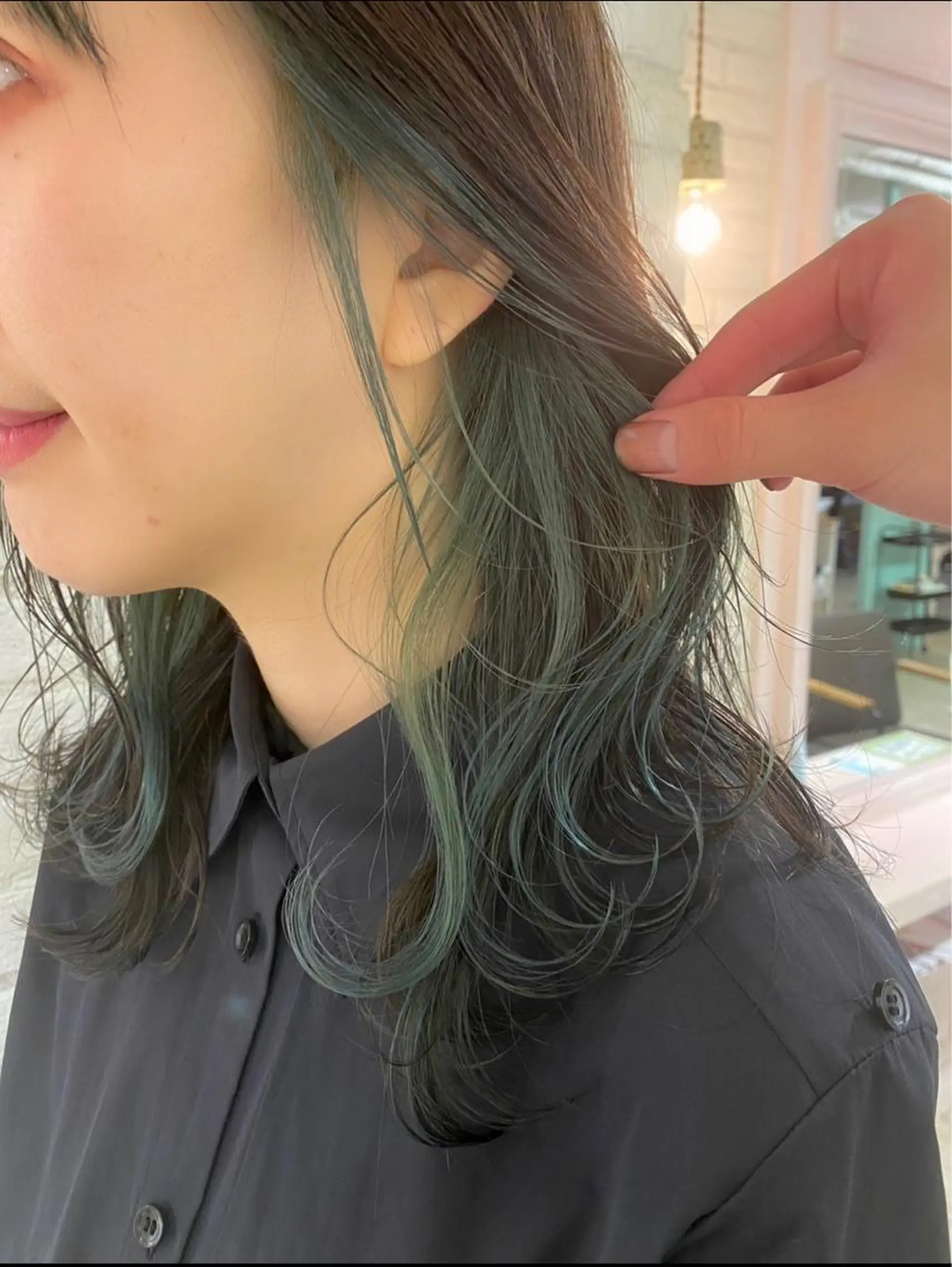 ミディアム カラー ミント ミントグリーン VALETTE omotesando所属・原宿ボブ・髪質改善 輝来のヘアスタイル