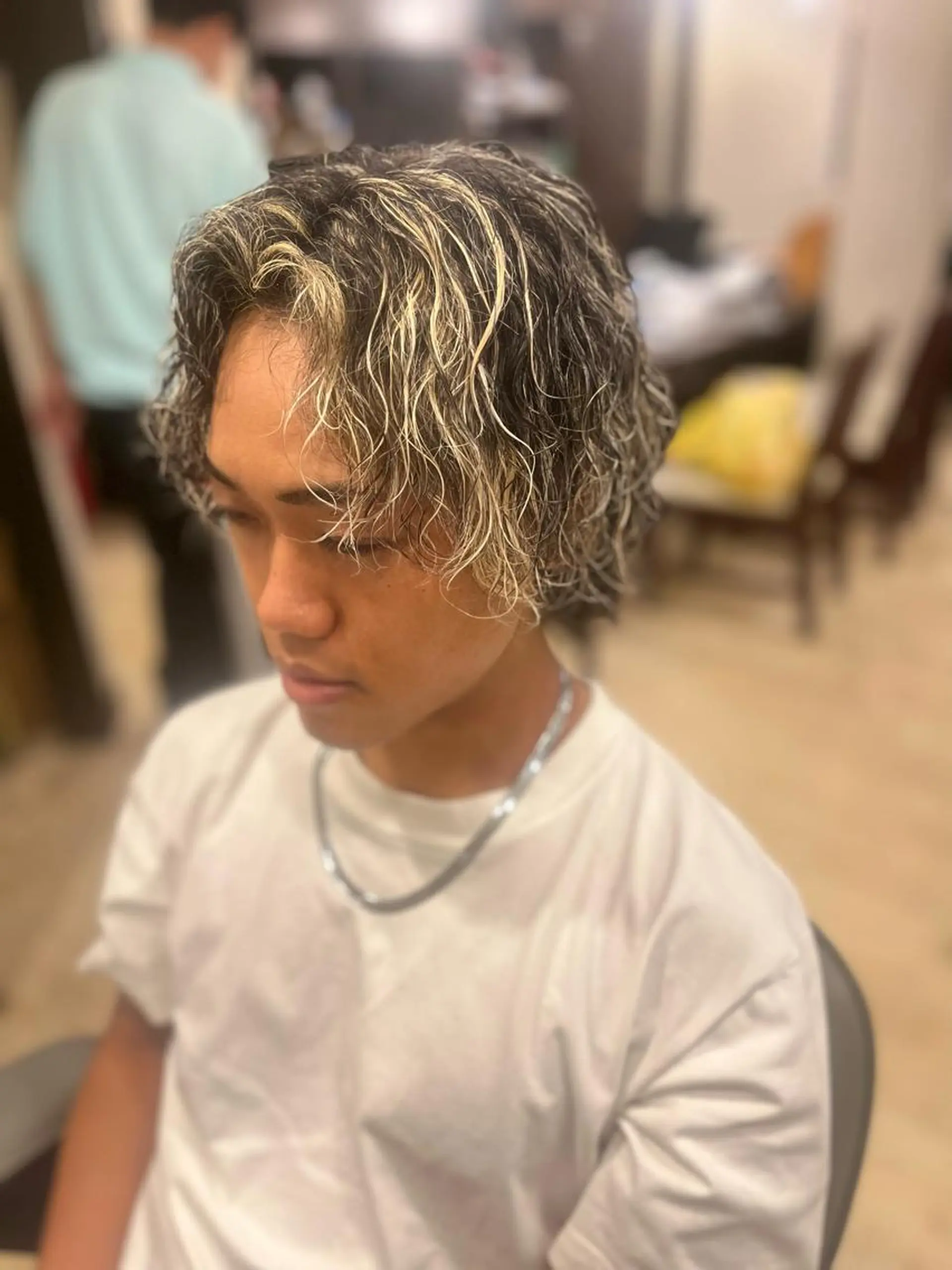 ショート カラー パーマ メンズ 波巻きパーマ カット ヘアカラー men's salon LiG所属・Men'ssalon LiG/kaitoのヘアスタイル