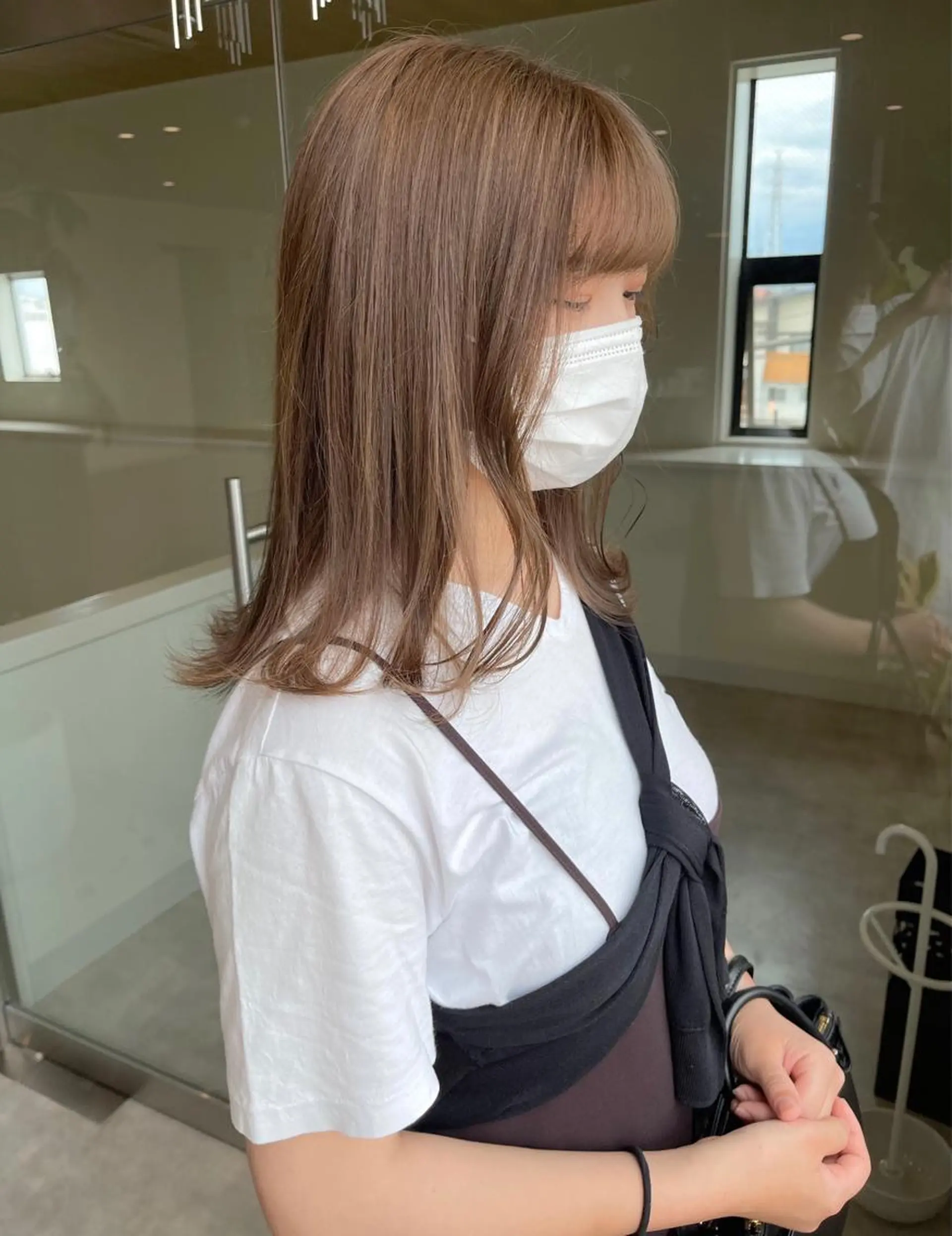 ミディアム カラー ブリーチ ダブルカラー ブリーチなしカラー Maison所属・清水 亮太／赤み消しカラーのヘアスタイル