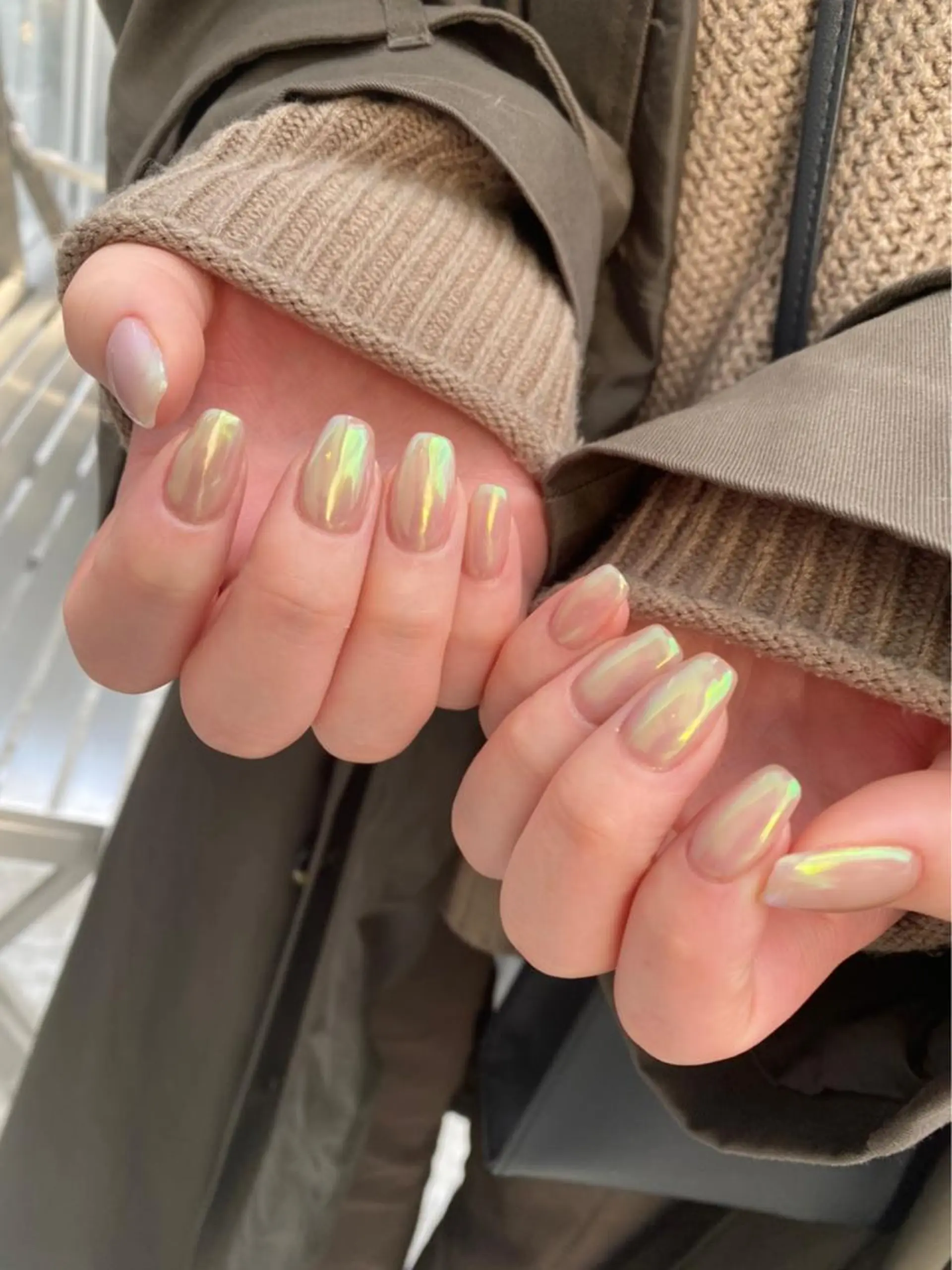 ネイル オーロラネイル グリーン 🌼大西洋子 laughl🌼のネイルデザイン