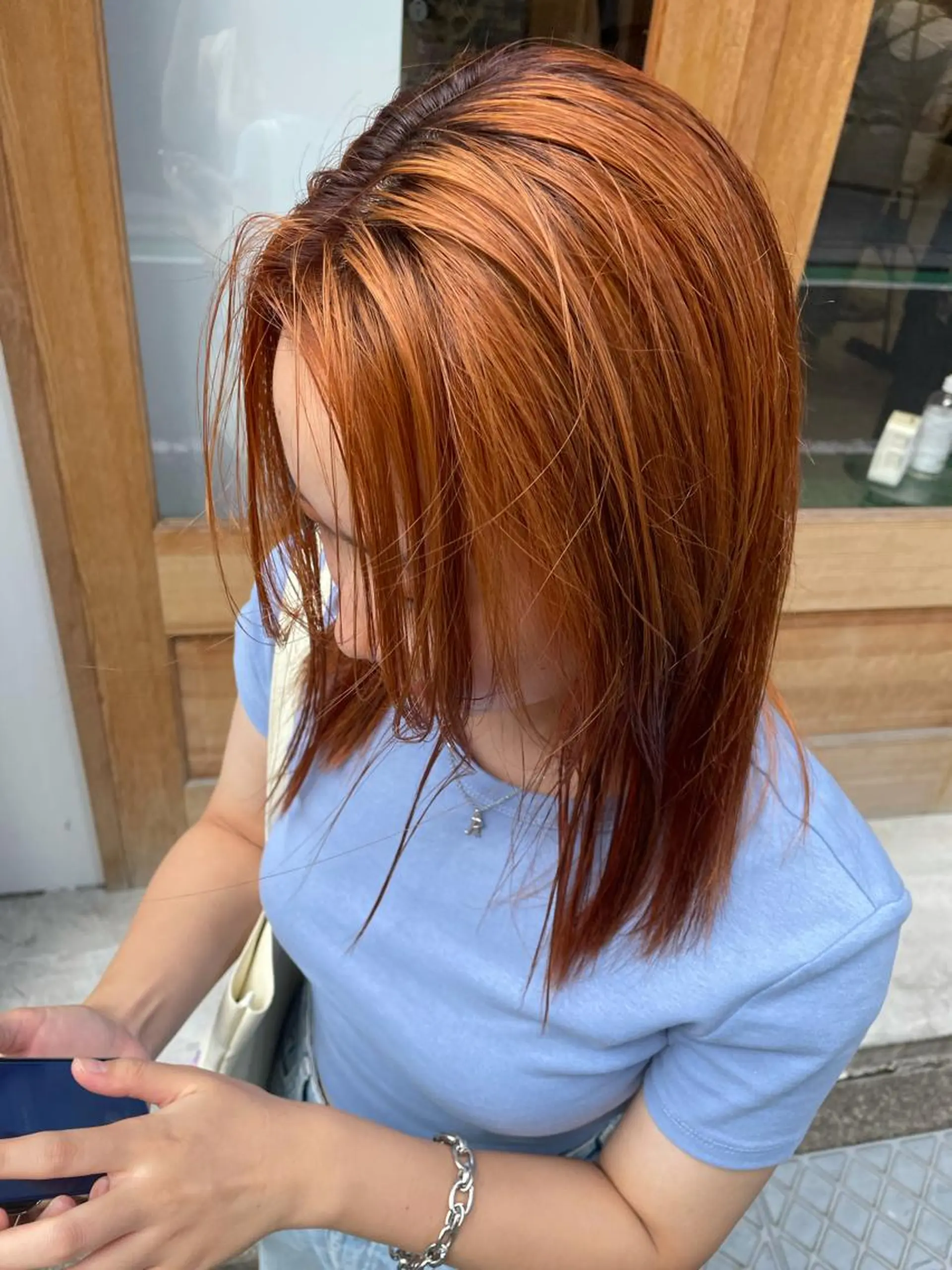 ミディアム カラー オレンジ カット ヘアカラー トリートメント 中目黒🌼 🌼ハナのヘアスタイル