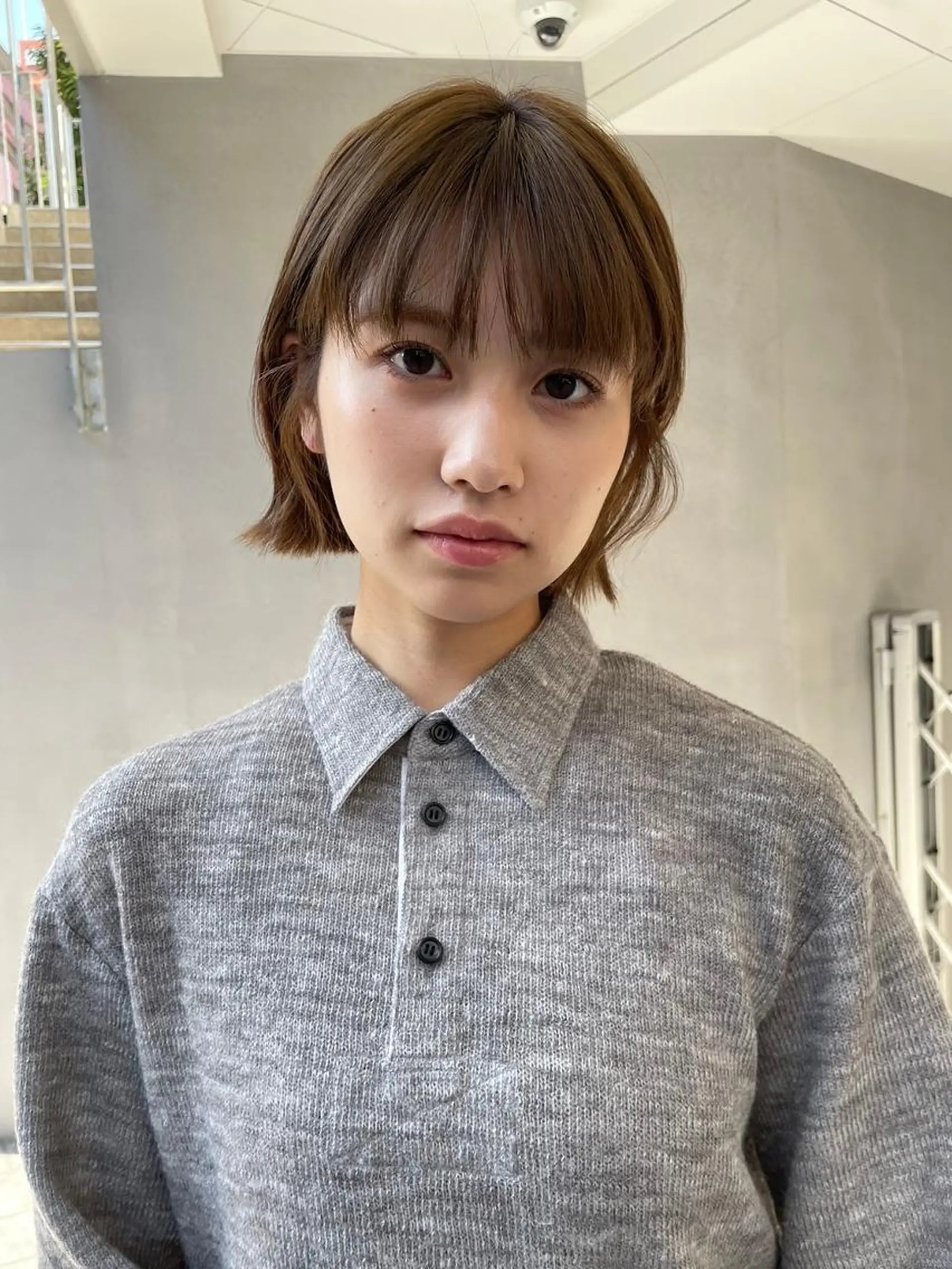 ミディアム パーマ カラー ショートボブ ミディアムパーマ アディクシーカラー ブリーチ ケアブリーチ カット CEINE OURのヘアスタイル