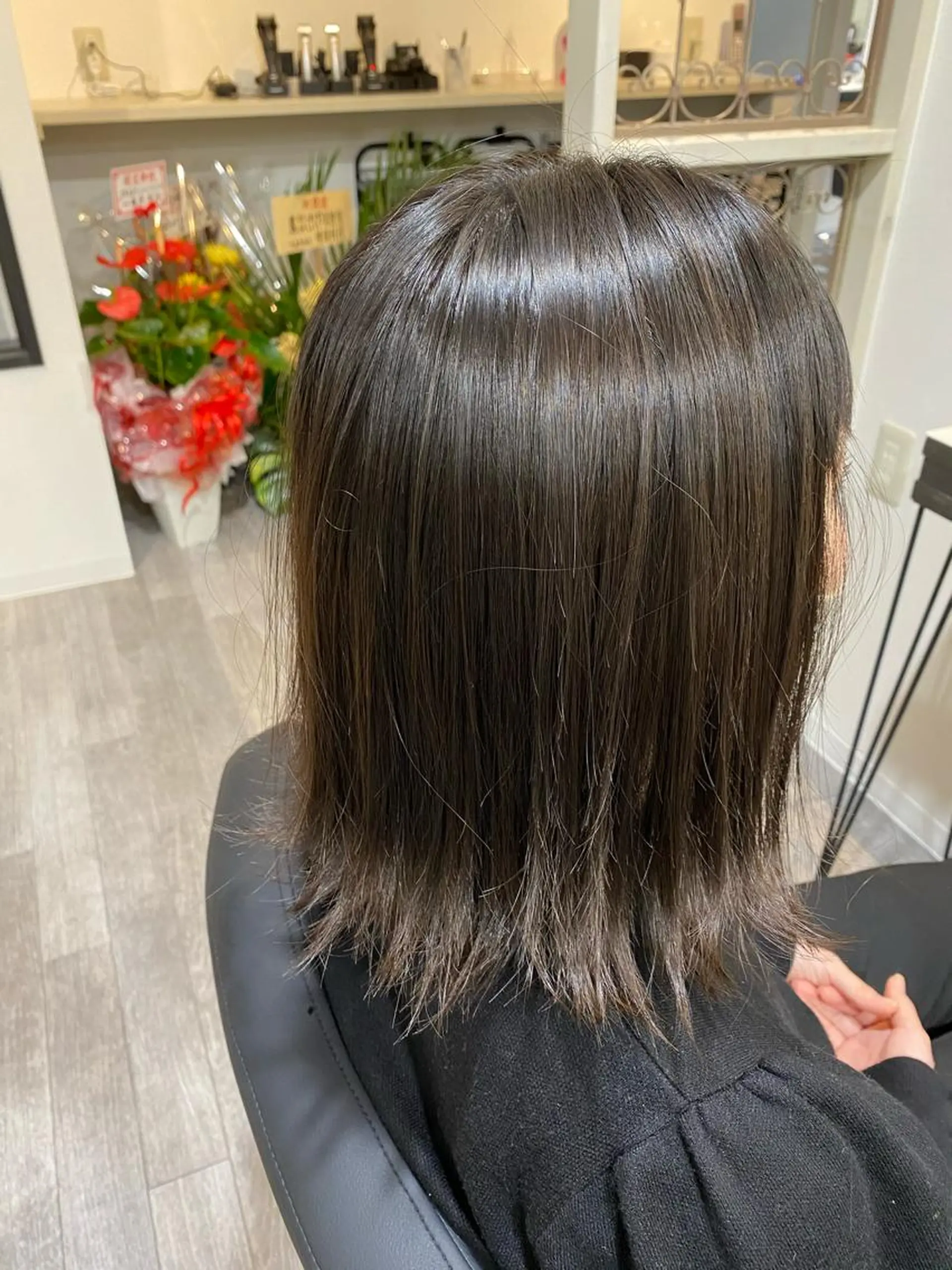 ミディアム パーマ ハイライト 髪質改善 韓国風ヘア レイヤーカット トリートメント 縮毛矯正 unpeu hair  二条所属・先着1名様限定 カット無料のヘアスタイル