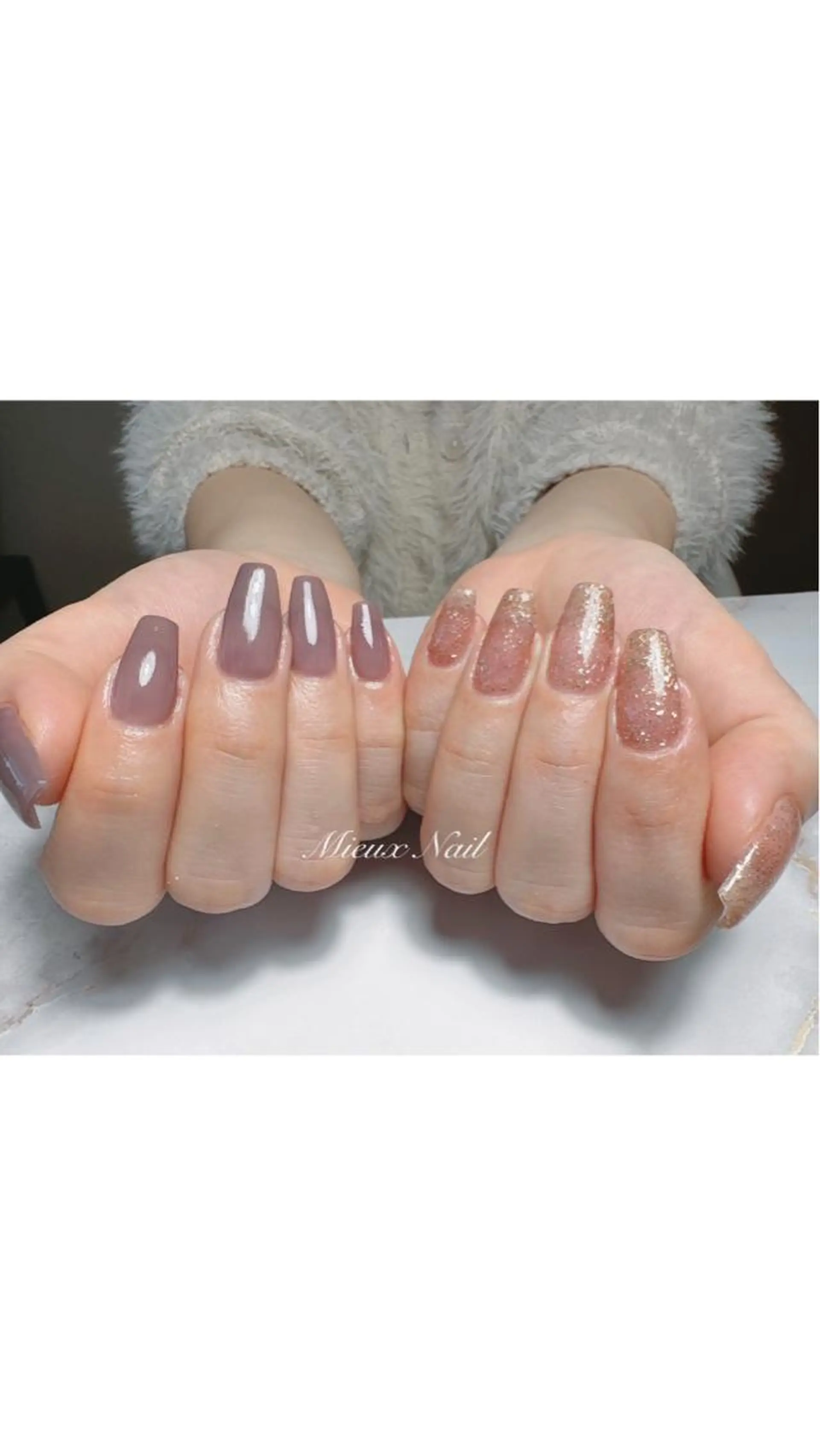 ネイル ブルー ラメ(グリッター) オフィスネイル ワンカラーネイル パープル ハンドネイル 市川 麻衣子のネイルデザイン