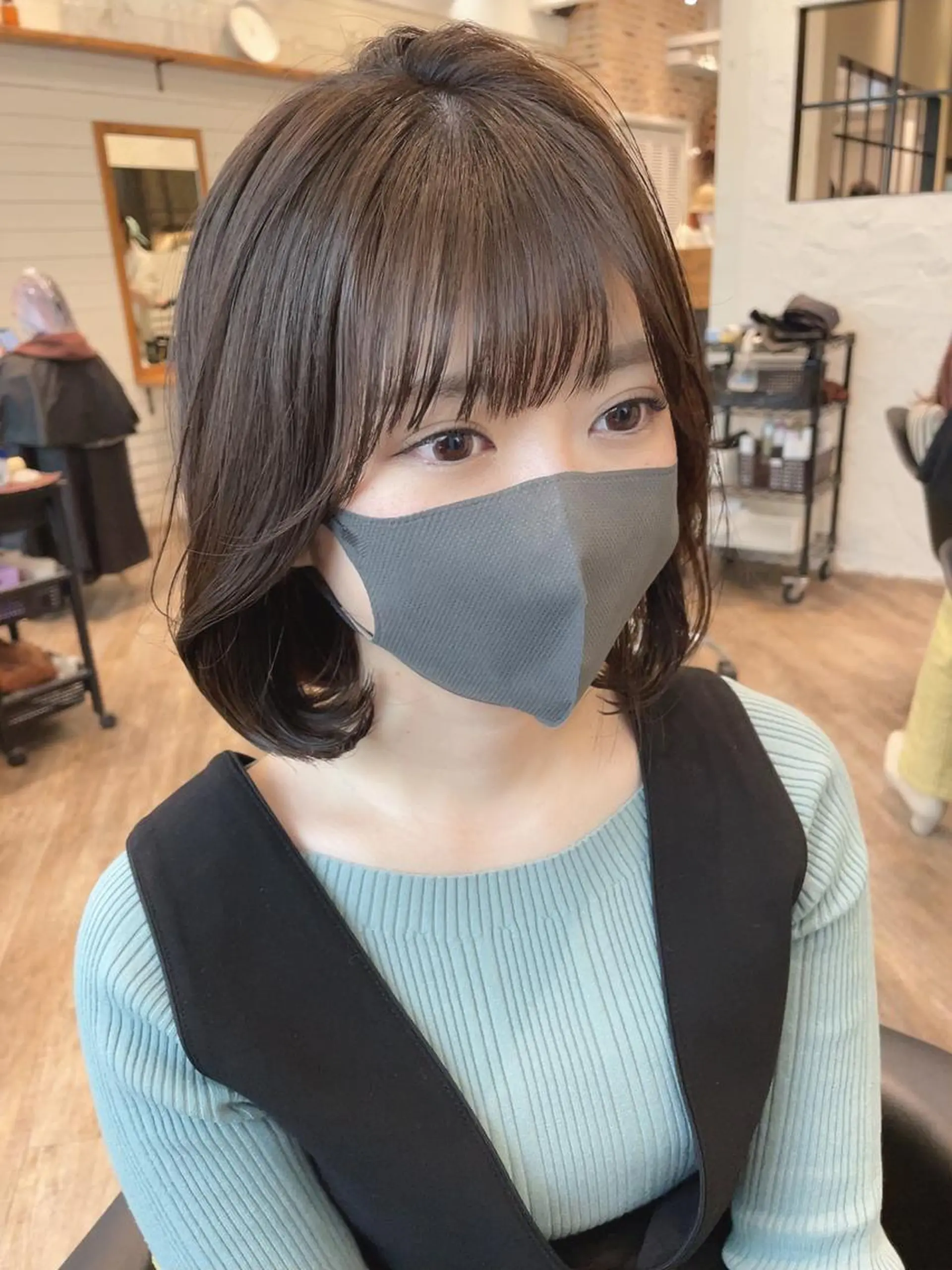 ミディアム 韓国風ヘア サイドバング カット ヘアカラー トリートメント ヘッドスパ ヘアセット Hair Salon BOTTOMS所属・✨透明感ケアカラー✨ 長野ゆきなのヘアスタイル