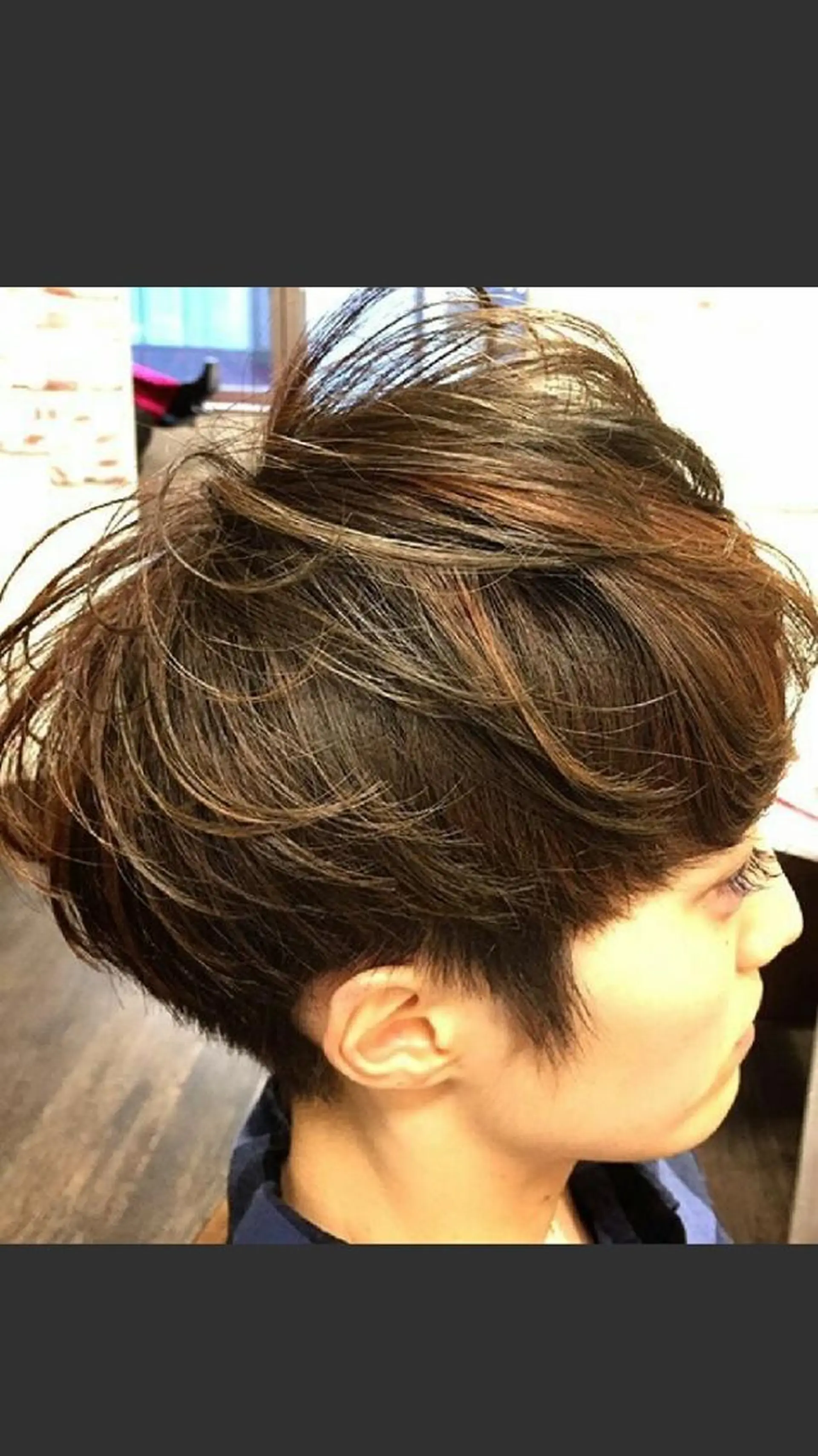 ショート カラー ヘアアレンジ 中津No.1髪質改善 店長✨透ける暗髪のヘアスタイル