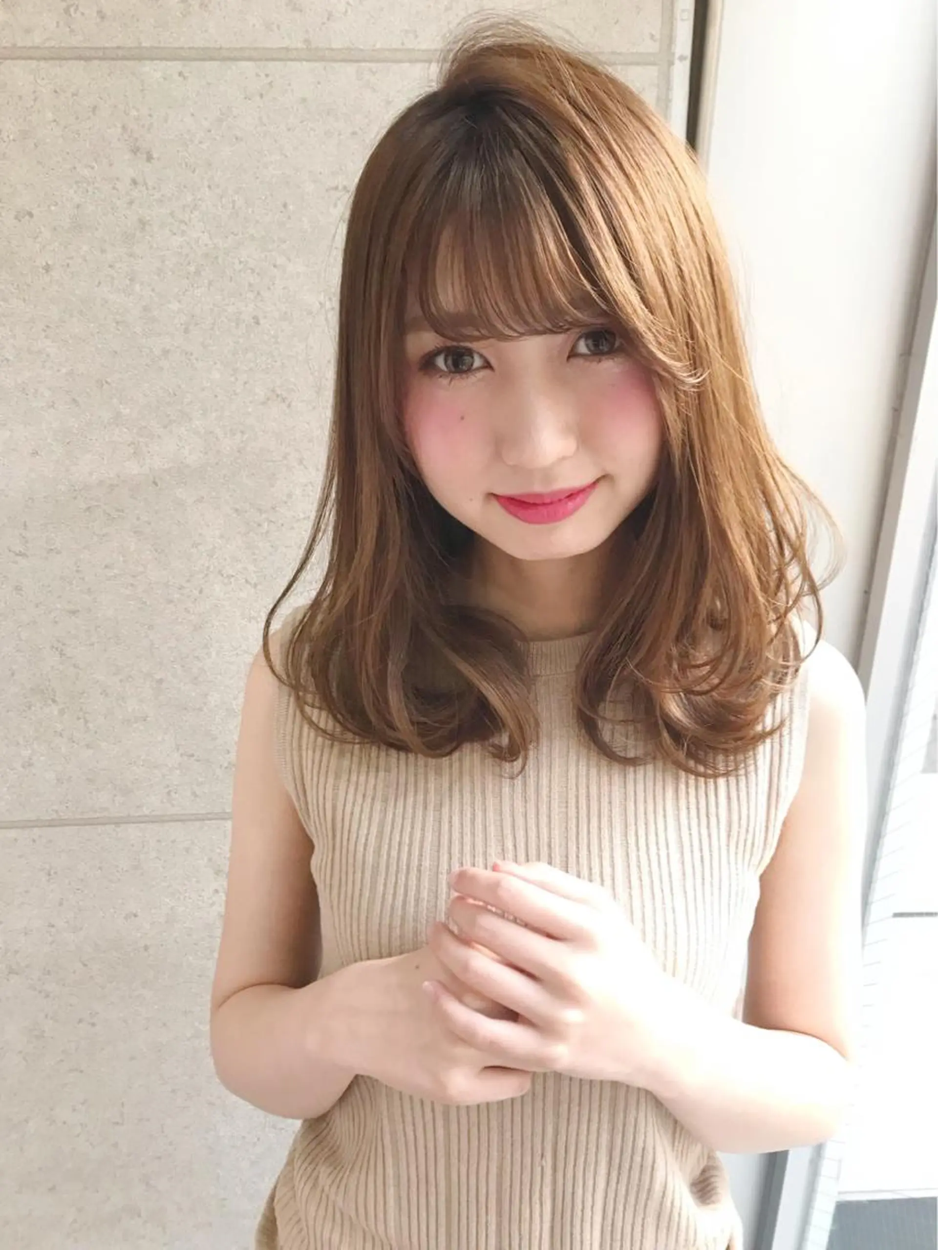 セミロング カット ヘアカラー 縮毛矯正 トリートメント ほさか しんごのヘアスタイル