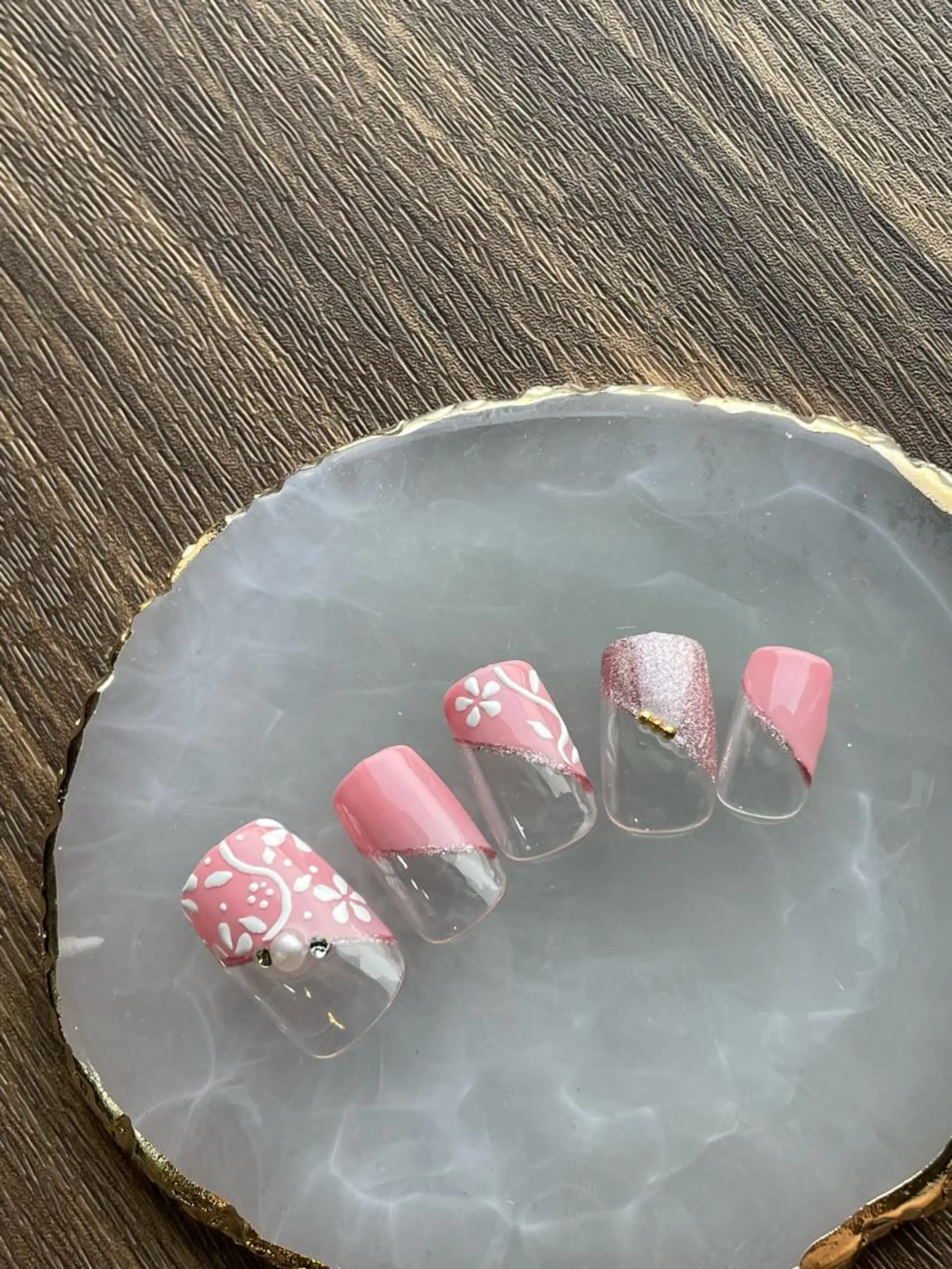 ネイル フラワーネイル フレンチネイル ピンク ハンドネイル Nail salon JASMINEのネイルデザイン