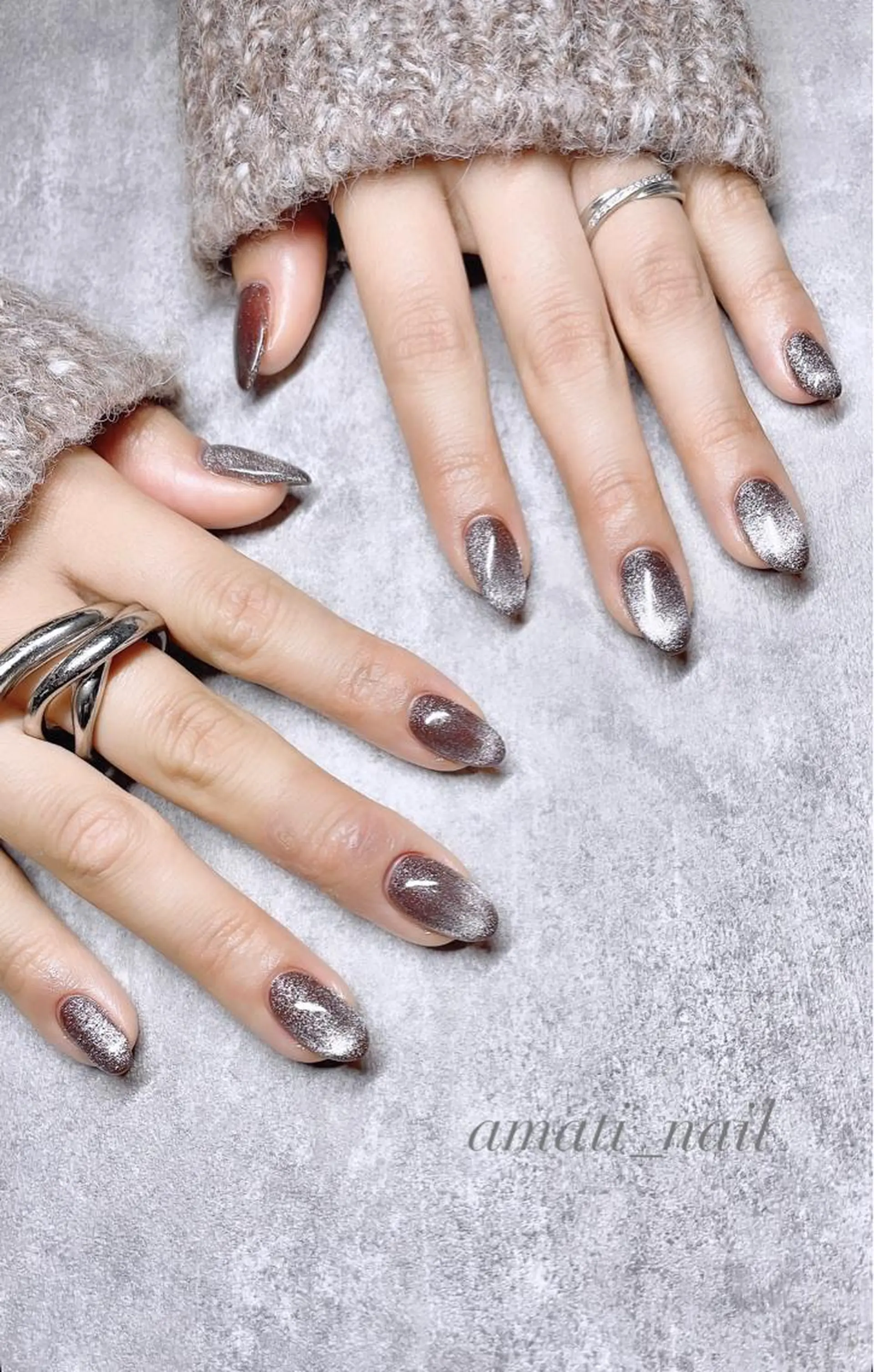 ネイル アニマル柄 マグネットネイル ミラーネイル ニュアンスネイル ワンカラーネイル ハンドネイル amati_nail TAKAKOのネイルデザイン