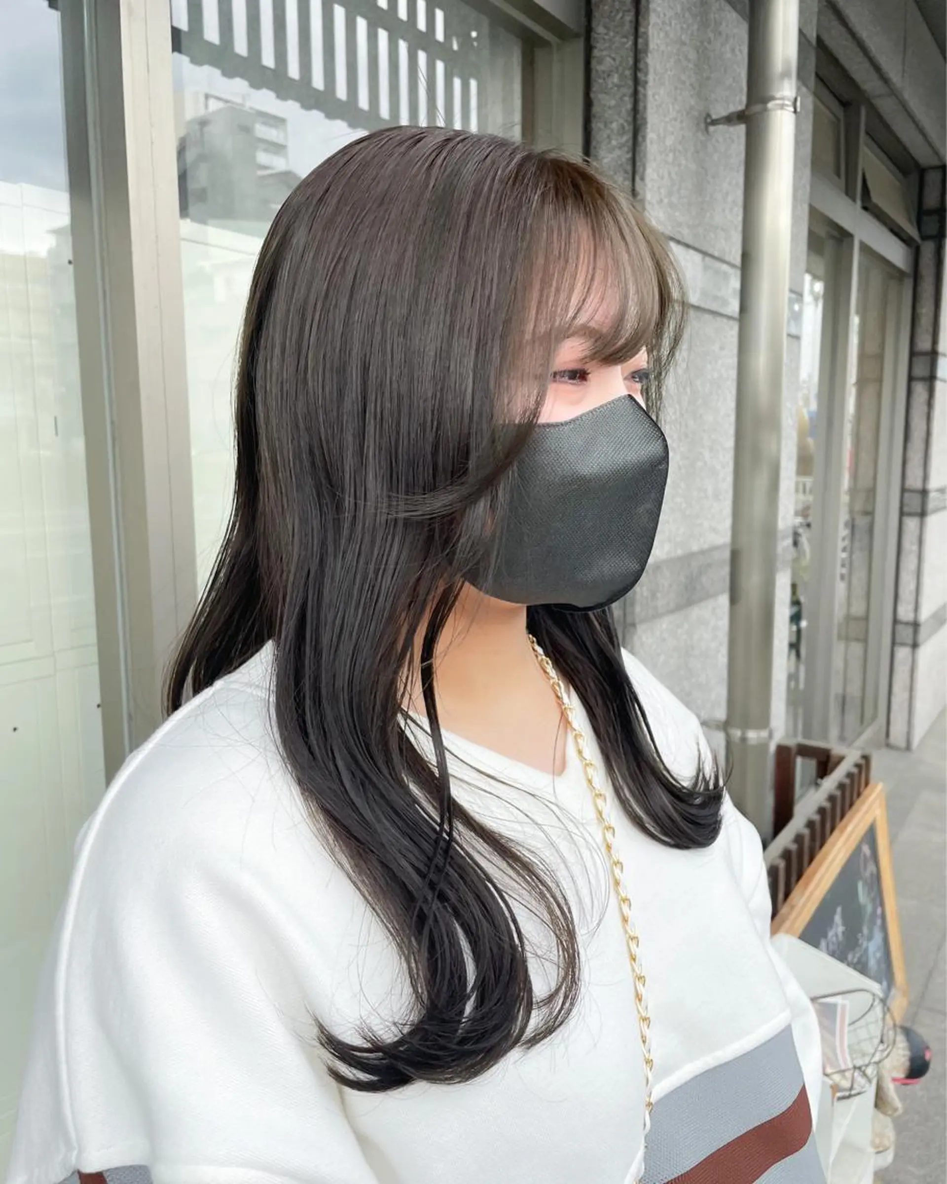 セミロング カラー グレージュ ヘアカラー トリートメント イワタ マハ/ minim hairのヘアスタイル