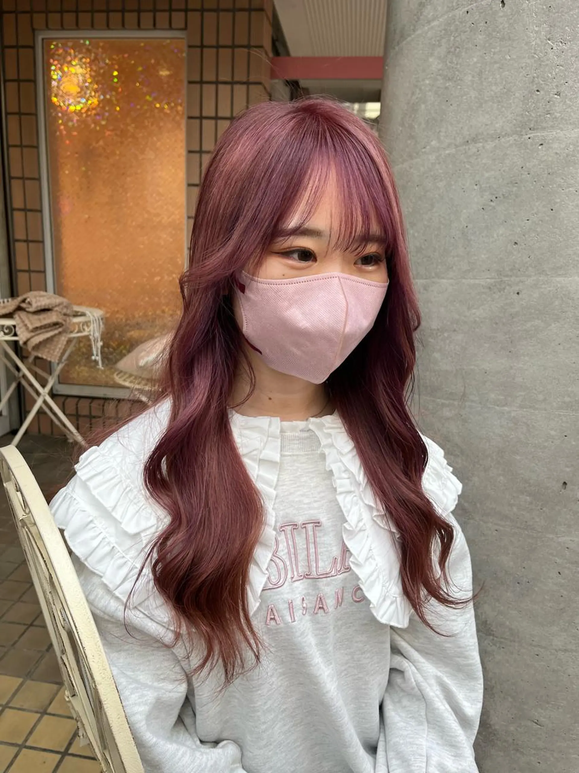 ロング カラー ベージュカラー ハイトーンカラー ピンクカラー ピンクベージュ 髪質改善カラー☆ ヘアアレンジmiyuのヘアスタイル