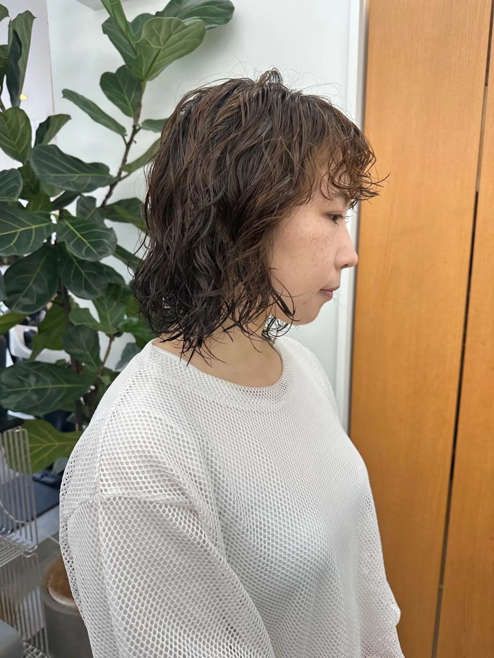 ショート パーマ 伸ばしかけ ニュアンスパーマ カット パーマ トリートメント ボブ/レイヤー/ケア パーマ/リュウタのヘアスタイル