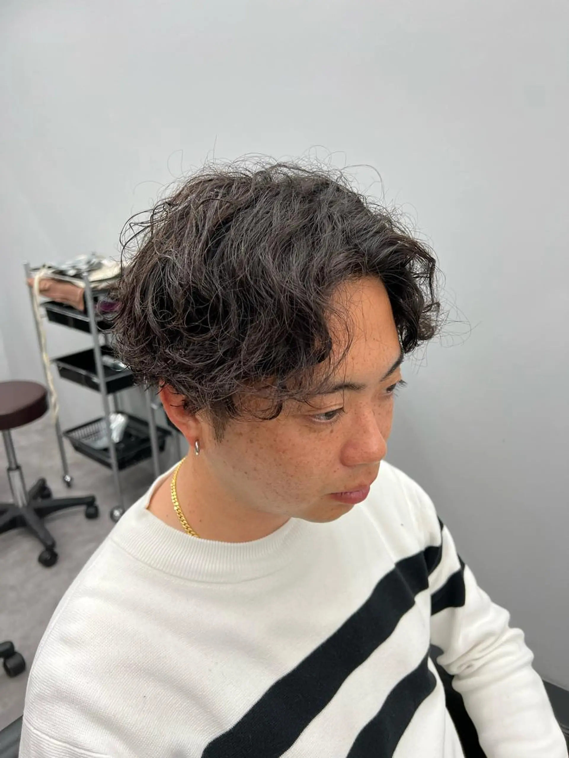 ショート メンズ センターパート メンズパーマ 【曲がる縮毛矯正】 モデル募集🙋カツヤのヘアスタイル