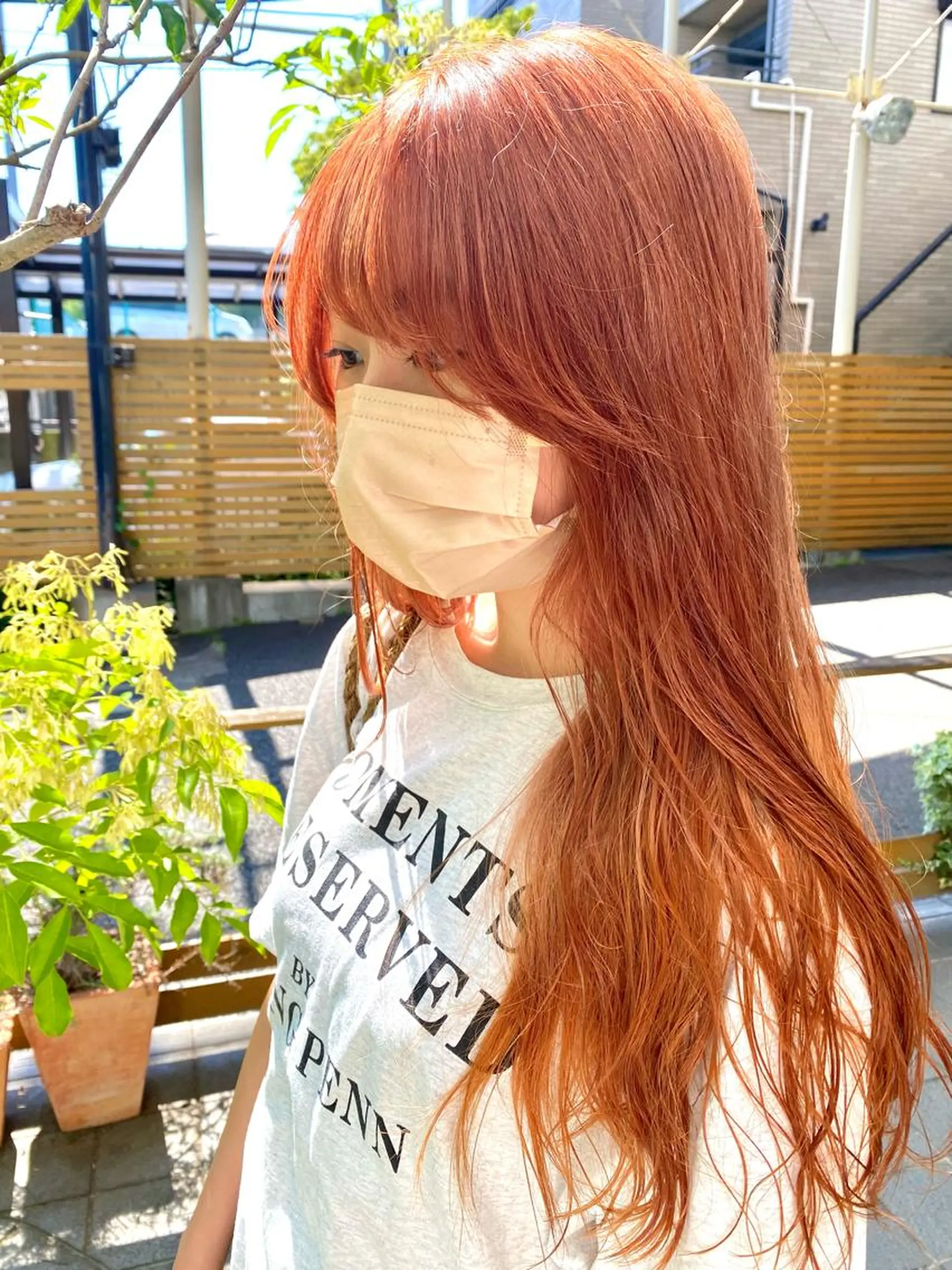 ロング カラー ブリーチ オレンジ レイヤーカット🍒韓 国ヘア🍒ひかりのヘアスタイル