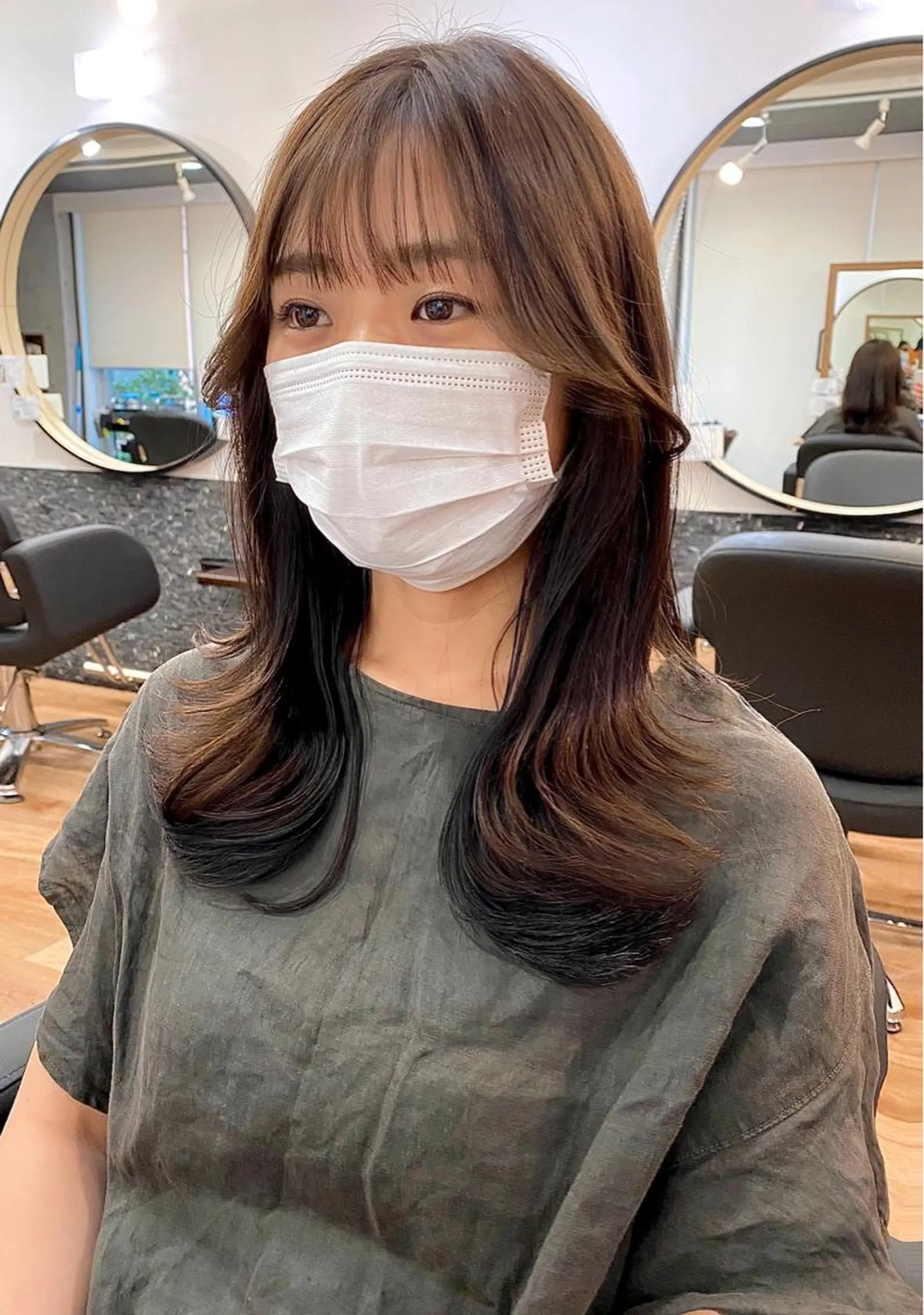 セミロング ボブ くびれヘア エギョモリ タンバルモリ 韓国風ヘア カット ヘアカラー トリートメント 大人可愛いヘア 大田のヘアスタイル