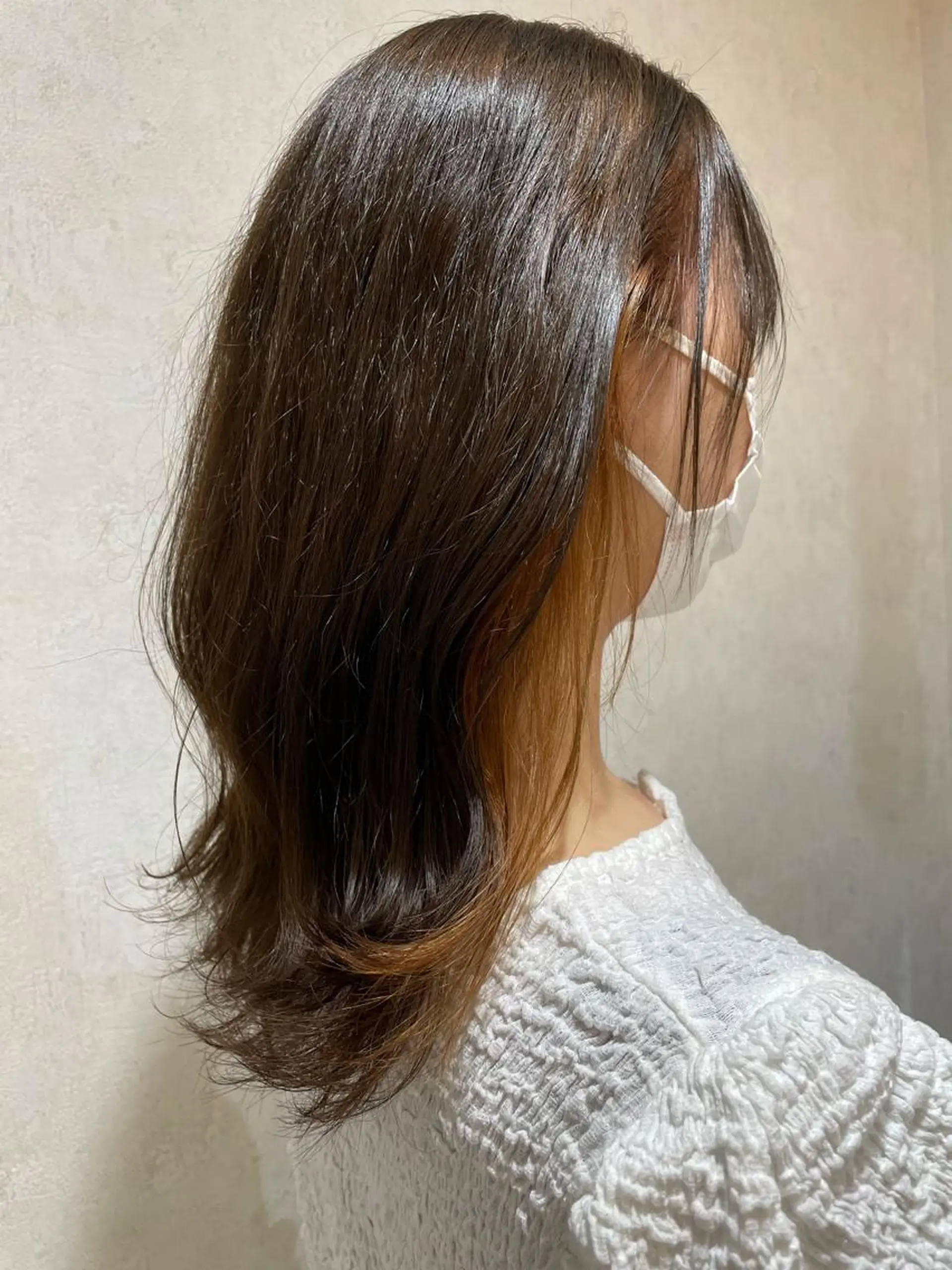 セミロング カラー オレンジ 透明感カラー💎 AYAのヘアスタイル