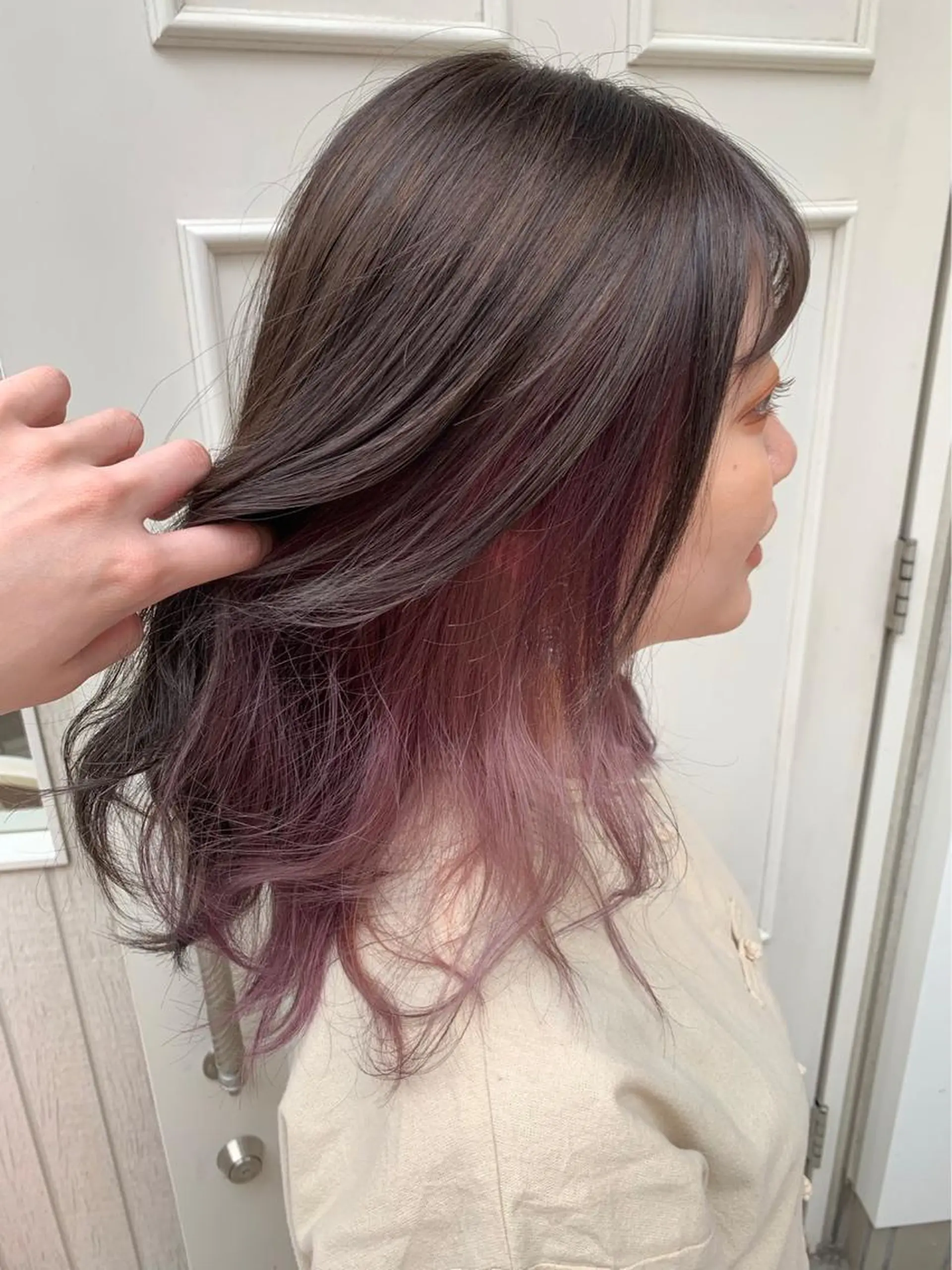 セミロング カラー グレージュ ピンクカラー ピンクパープル パープルカラー 💈Blanco💈 カラー&ケア🌈のヘアスタイル