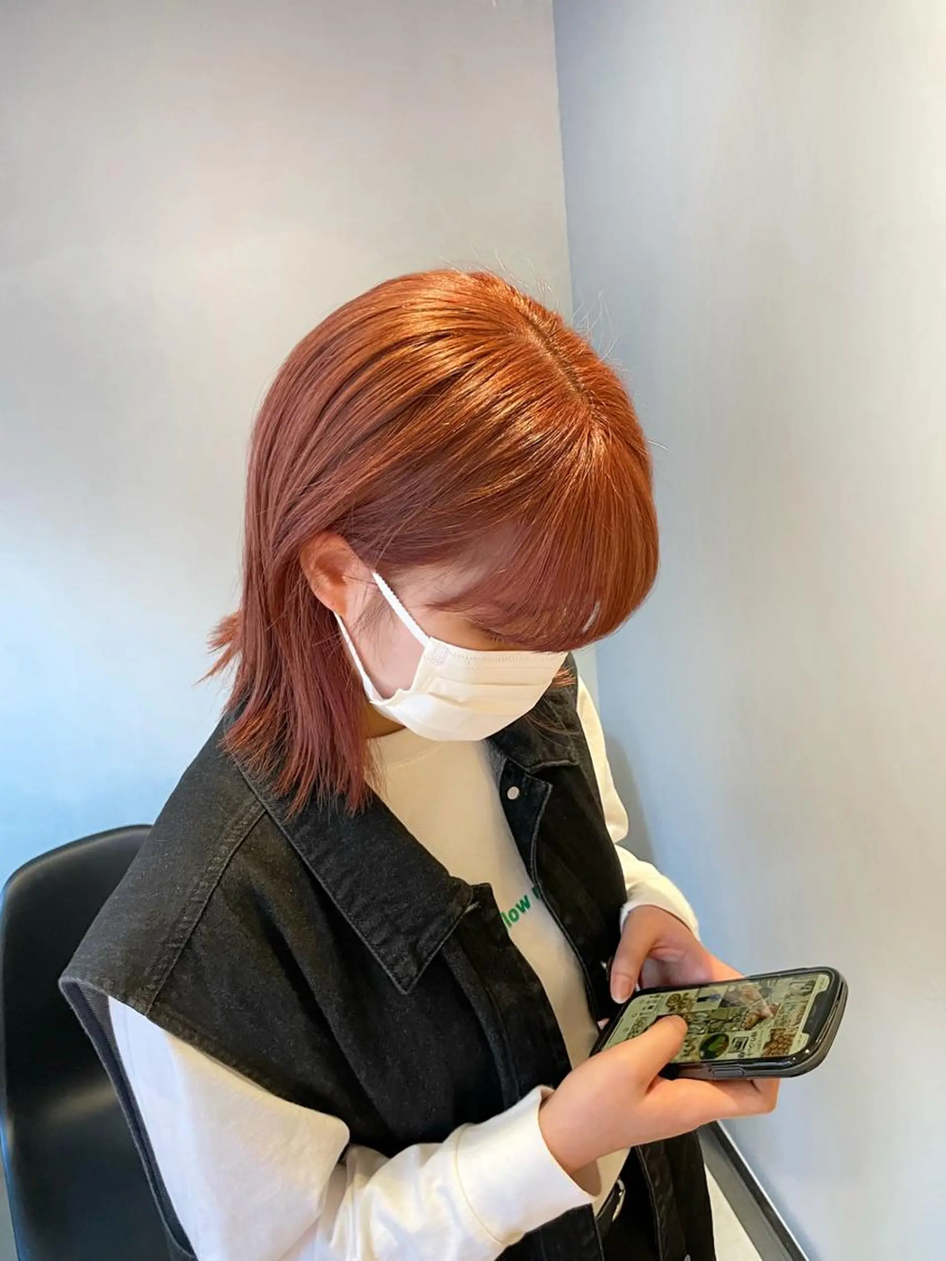 ミディアム カラー ヘアカラー ぱつっとボブ 古家 佑真のヘアスタイル