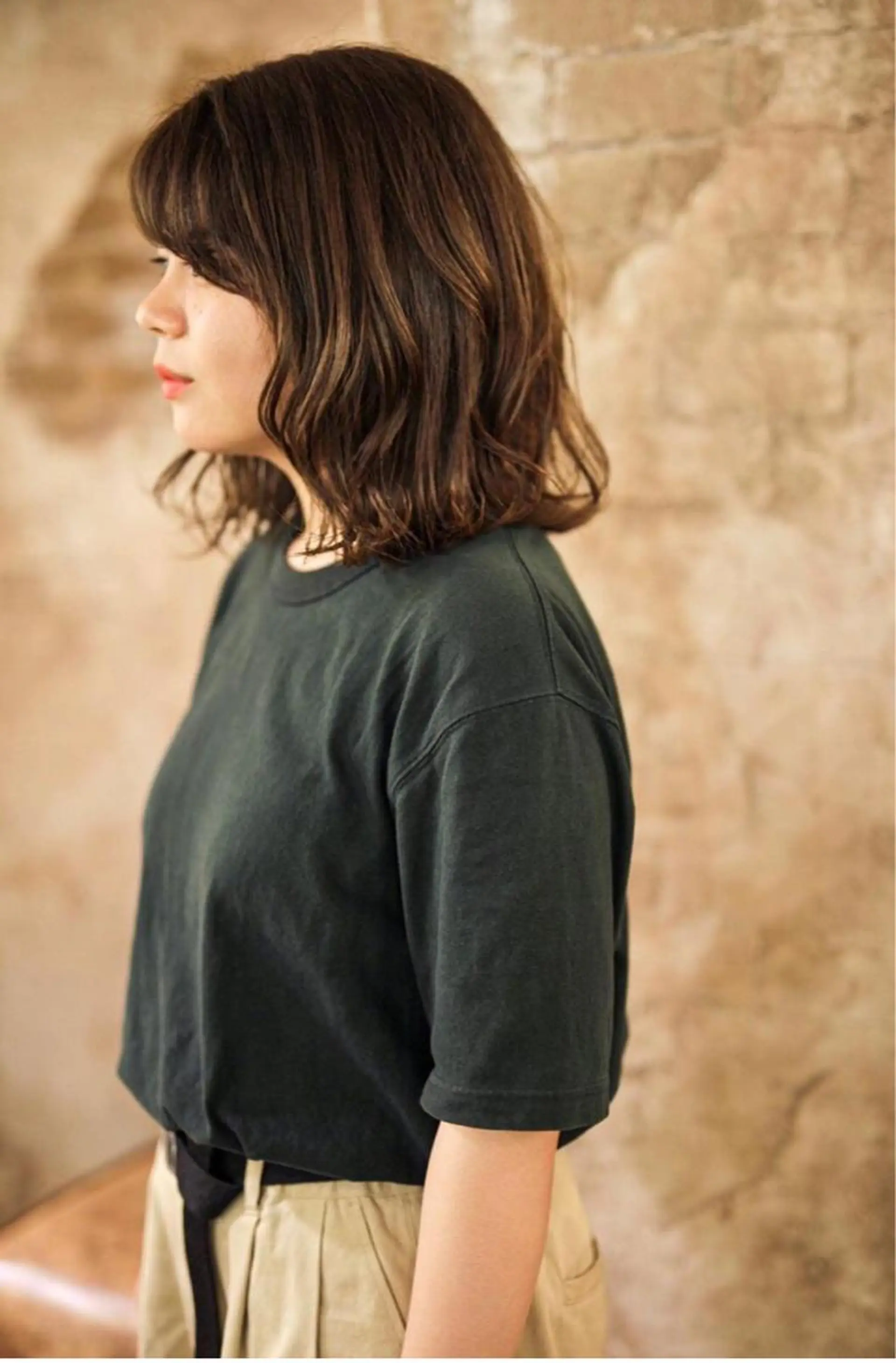 ミディアム 外ハネヘア ヘアカラー nico 。のヘアスタイル