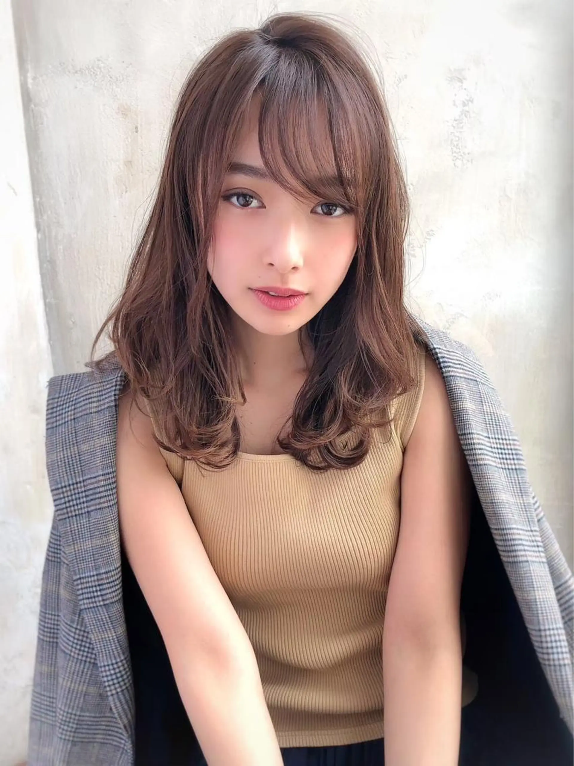 ロング カラー 高島大登/顔周り /ミルクティーのヘアスタイル