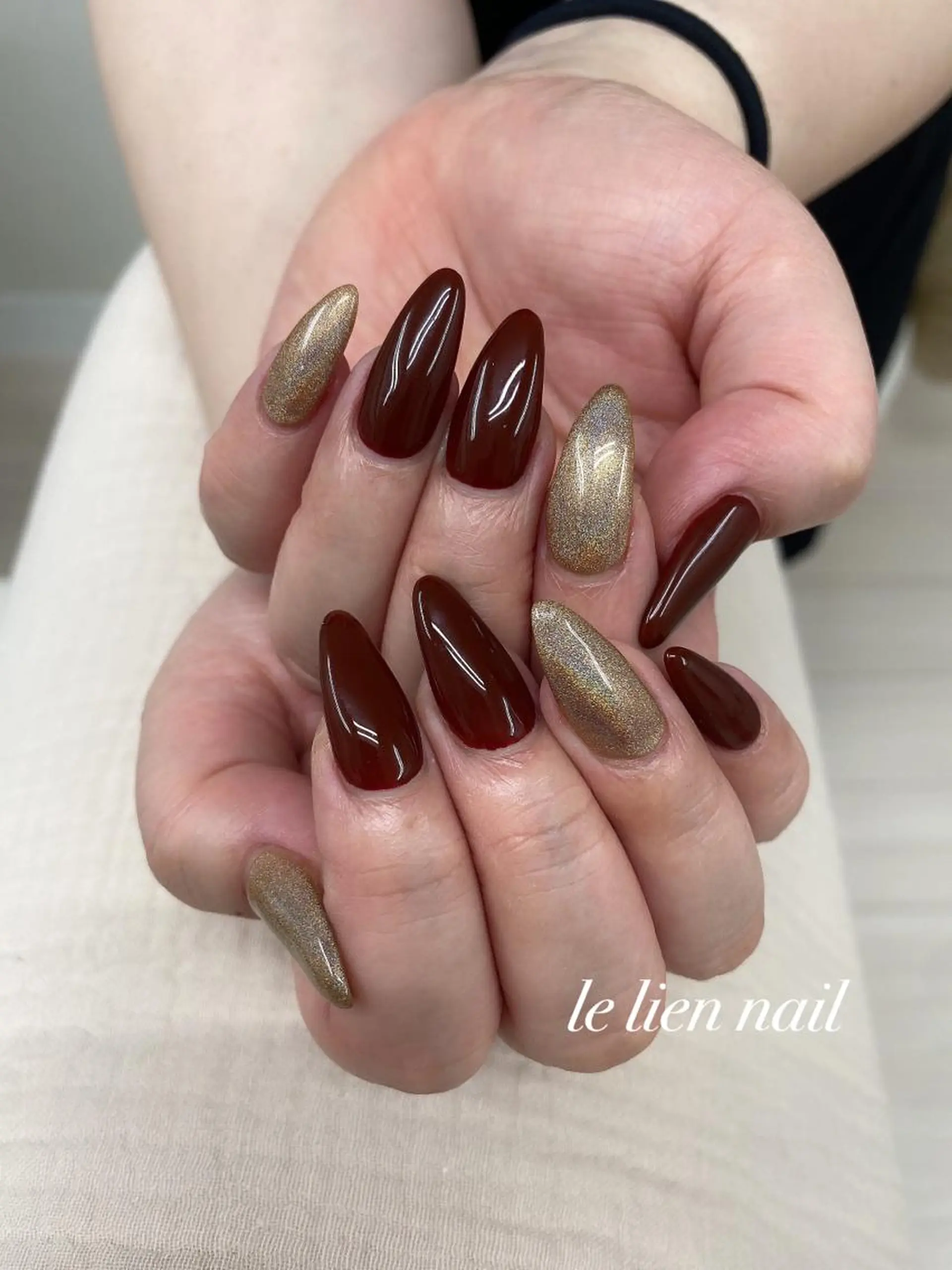 ネイル ボルドー ワンカラーネイル ハンドネイル le lien nailのネイルデザイン