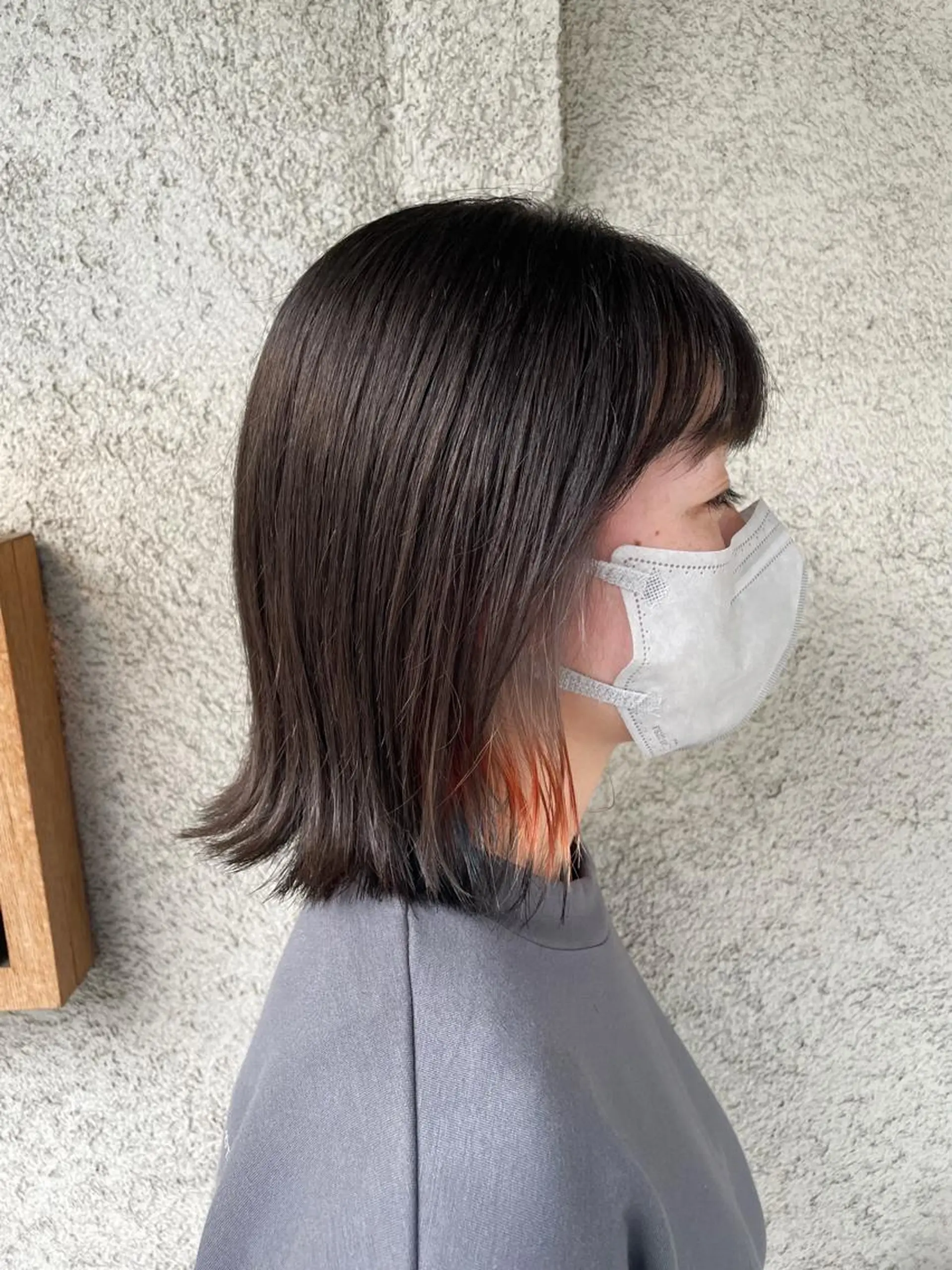 ミディアム カラー ブリーチ 狐カラー インナーカラー ボブ カット ヘアカラー 野間 祐哉のヘアスタイル