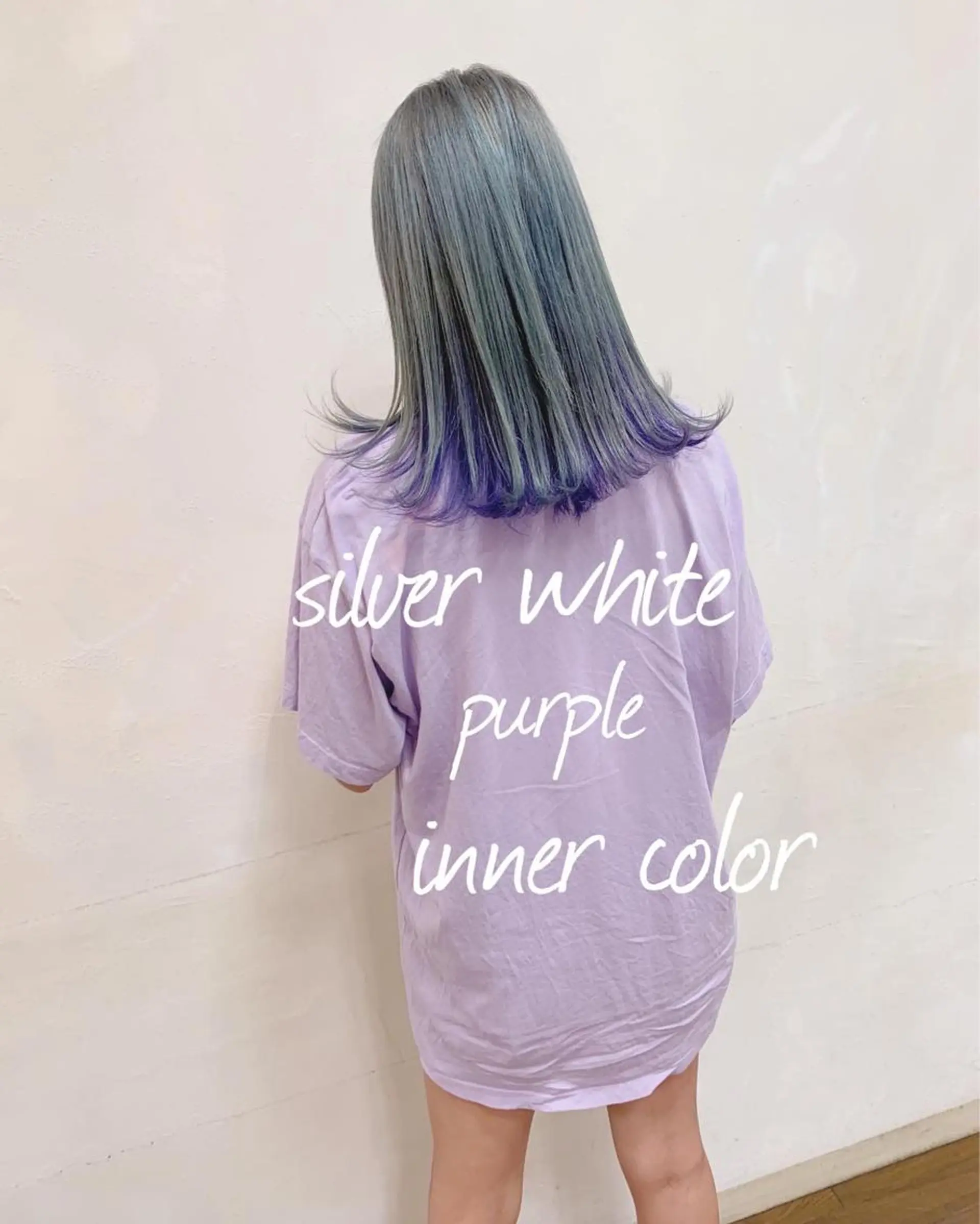ミディアム カラー ブリーチ インナーカラー パープルカラー シルバー 萩原 博のヘアスタイル