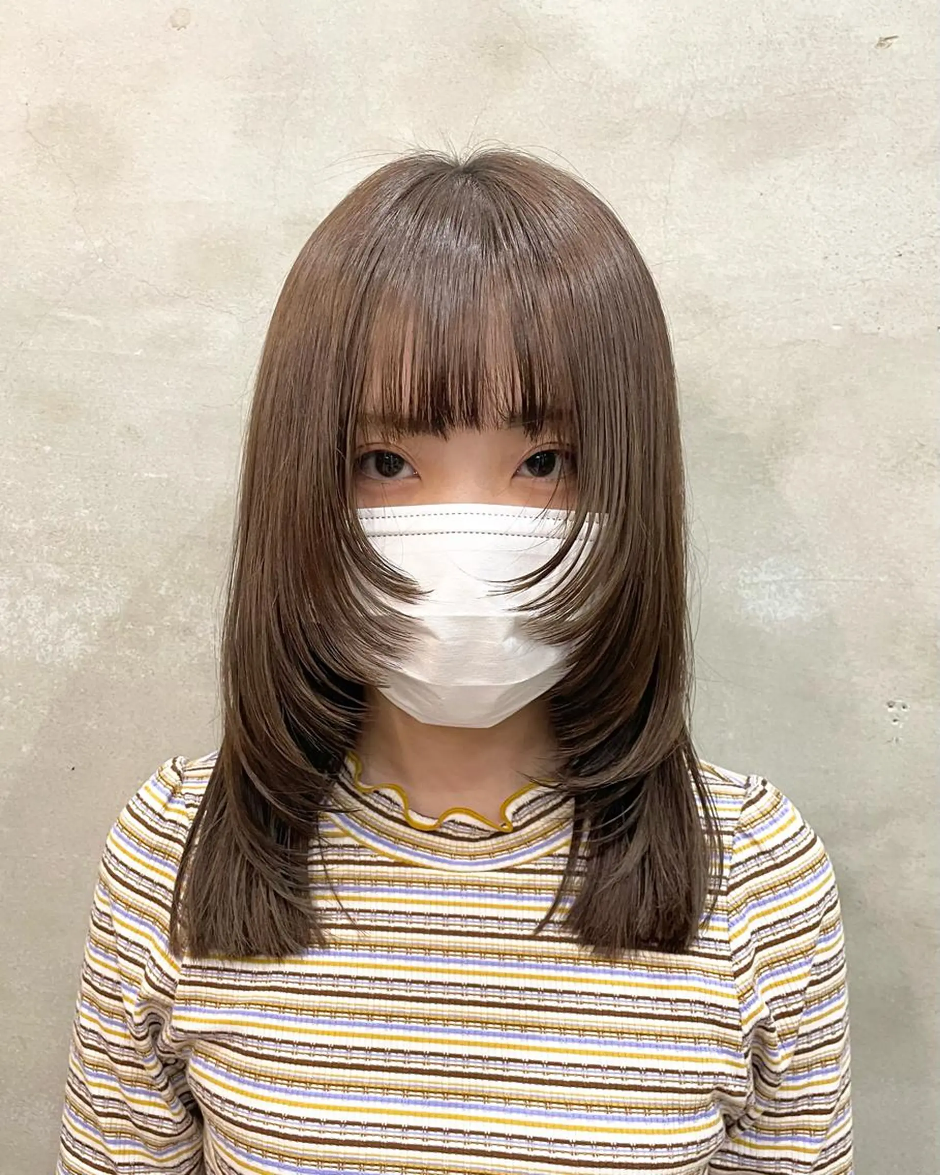 セミロング カラー ヘアアレンジ 【ピンク/韓国ヘア/ ヘアセット】亜海のヘアスタイル