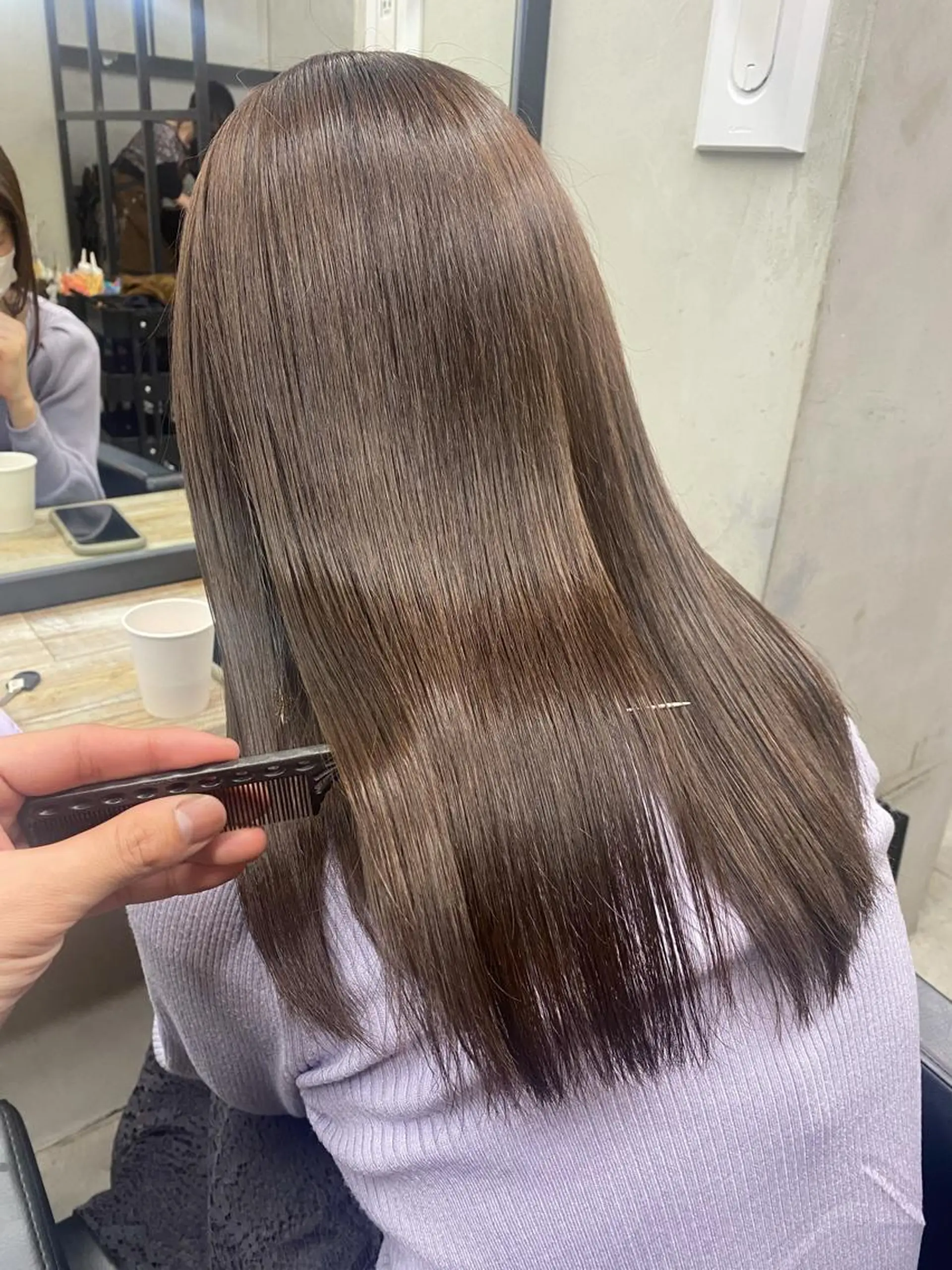 セミロング ヘアカラー 縮毛矯正 韓国ヘア/髪質改善 ✂️ヤマトのヘアスタイル