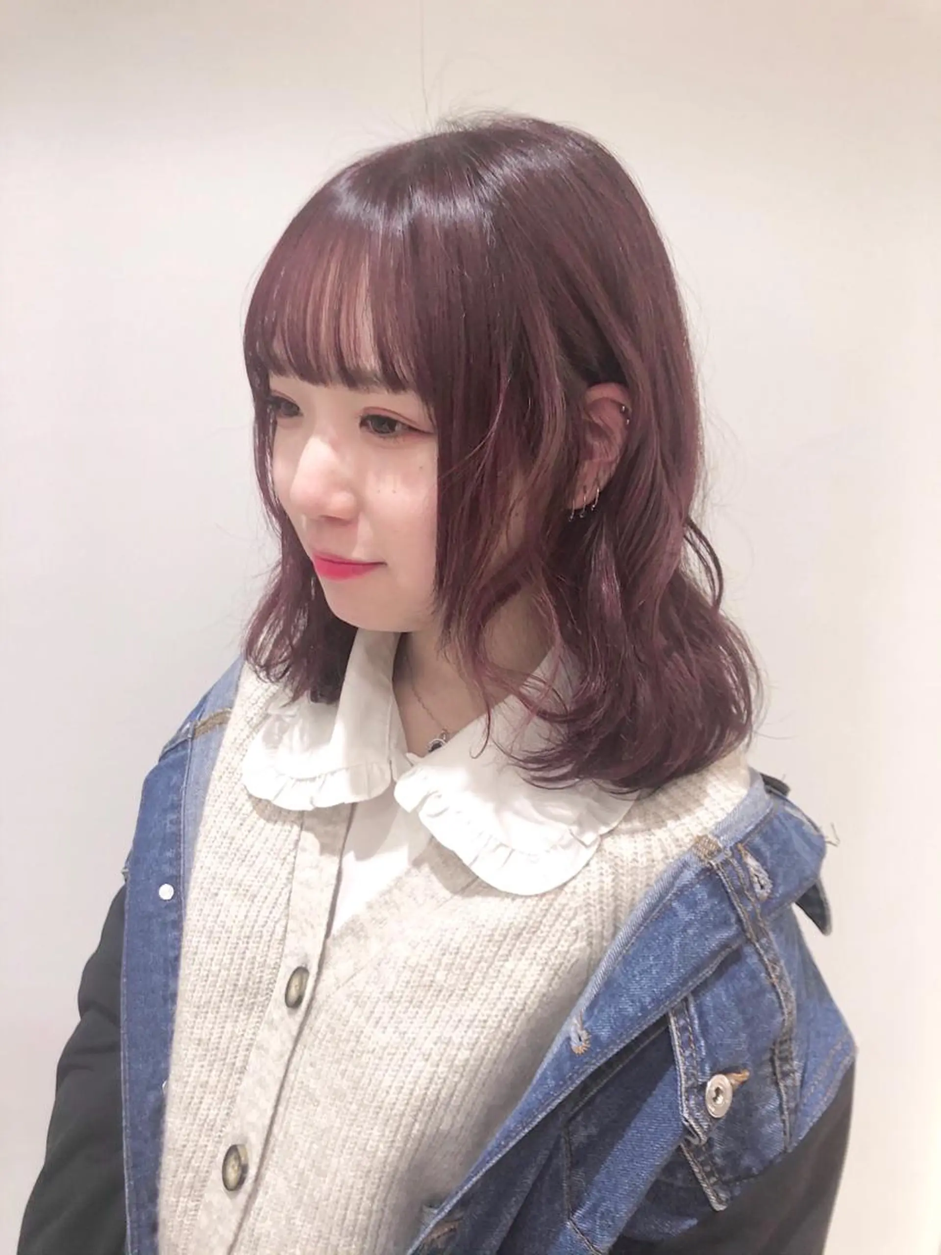 ミディアム カラー ブリーチ ブラウンカラー ブリーチなしカラー ピンクカラー ピンクブラウン HOLON池袋所属・ウルフカット ハッシュカット/七海のヘアスタイル