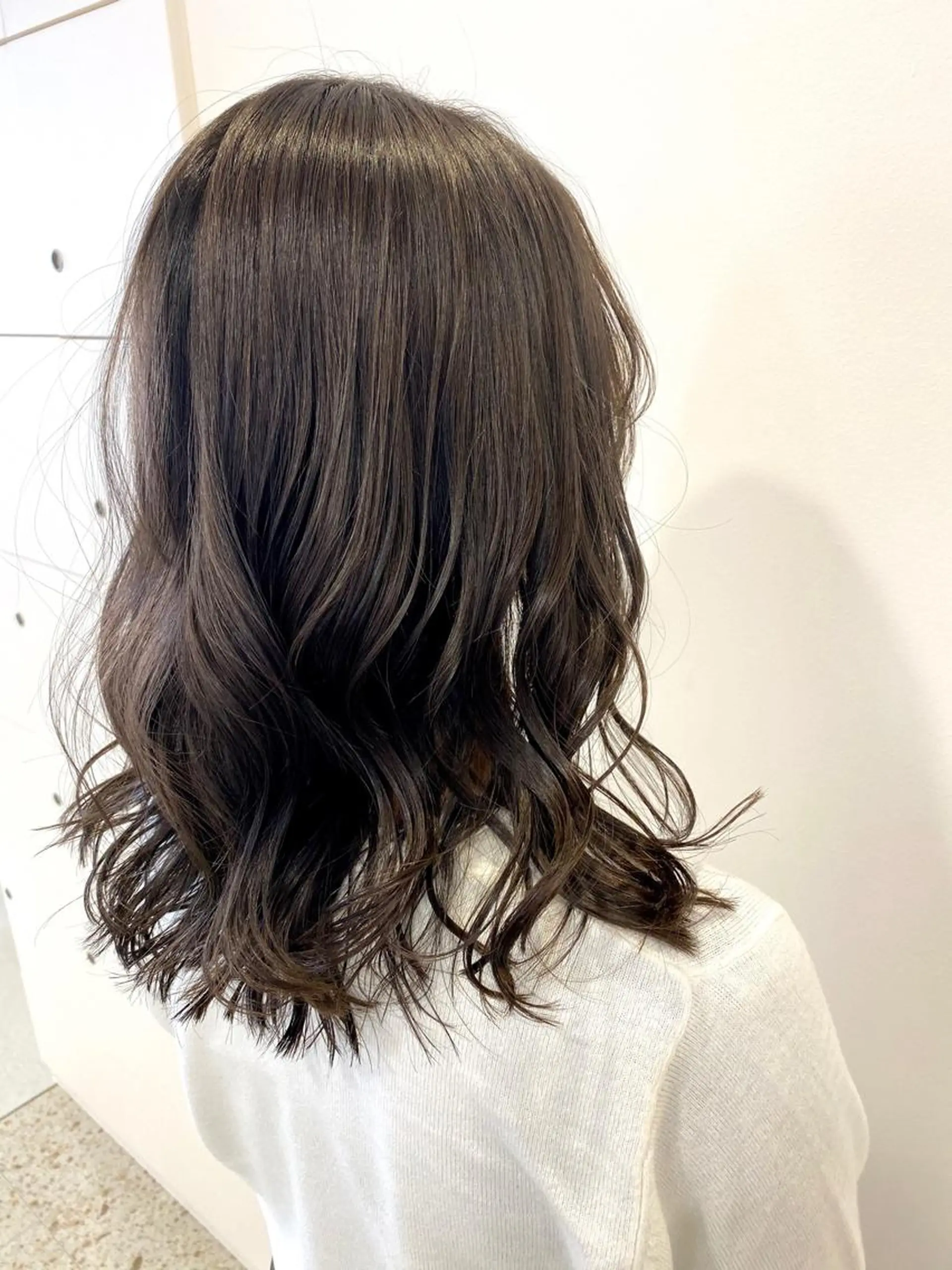 セミロング カラー アディクシーカラー ブルーカラー ブルーグレー オレンジ 藤原 克宏のヘアスタイル