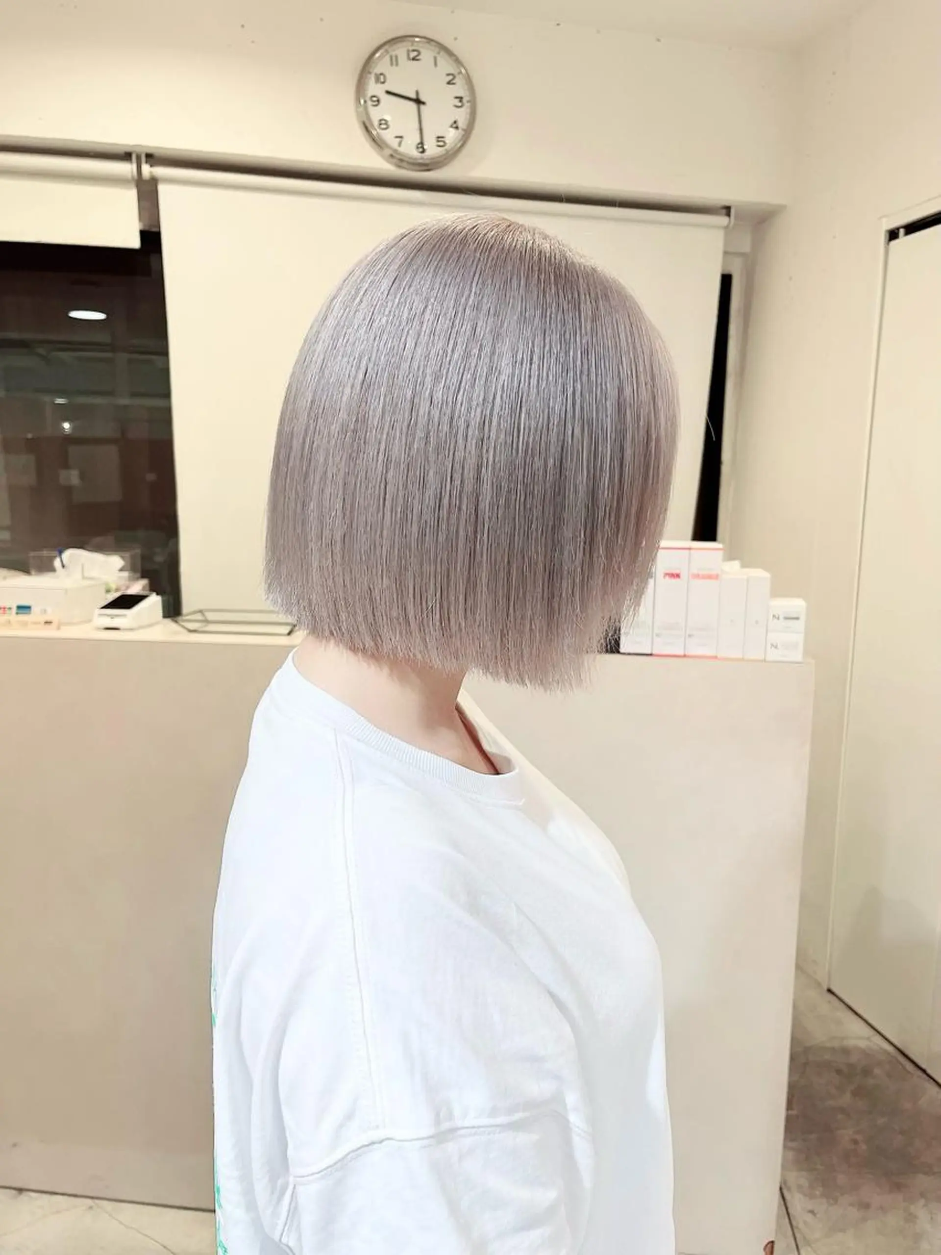 ミディアム カラー ブリーチ ケアブリーチ ボブ 💗モテ髪 ハイトーンあや💗のヘアスタイル