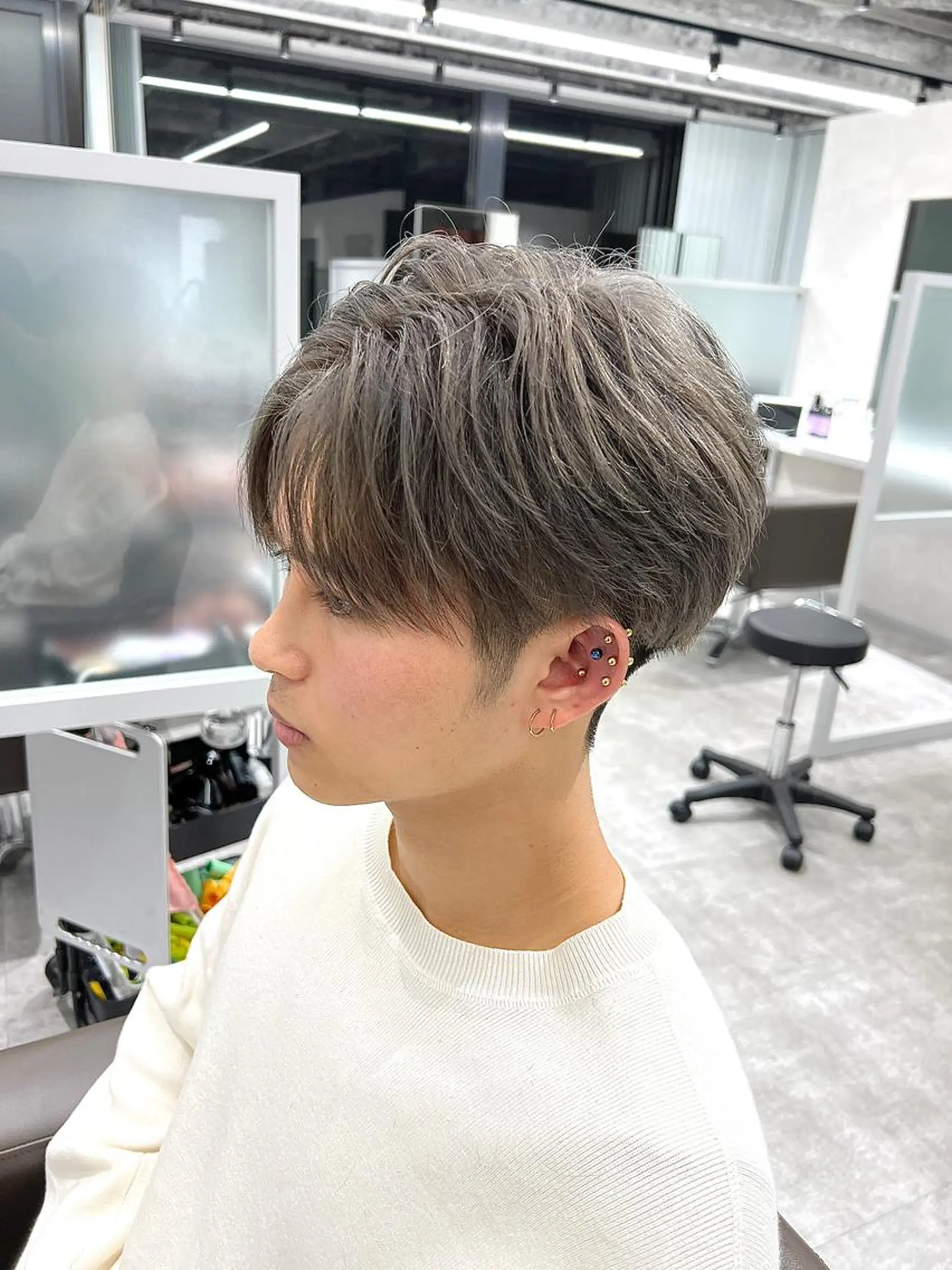 ショート カラー パーマ メンズ kiitos所属・関西センターパート メンズモデル募集のヘアスタイル