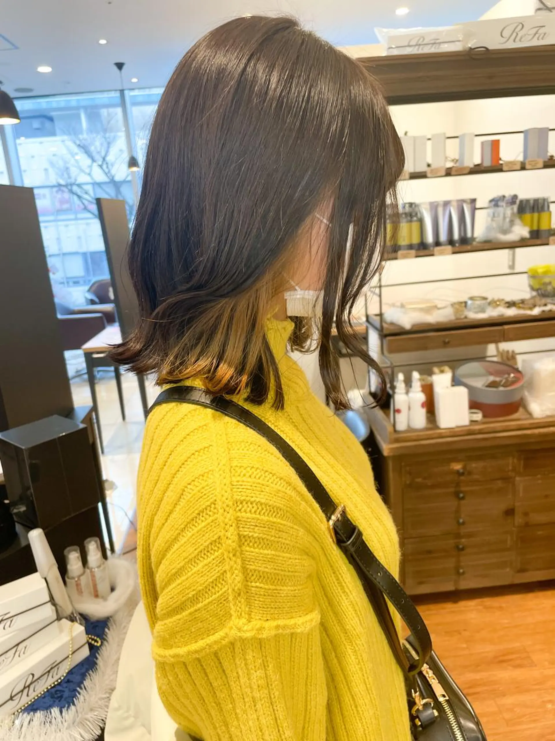 ミディアム カラー イヤリングカラー ヘアカラー 髪質改善/ブリーチ 田代 龍我のヘアスタイル