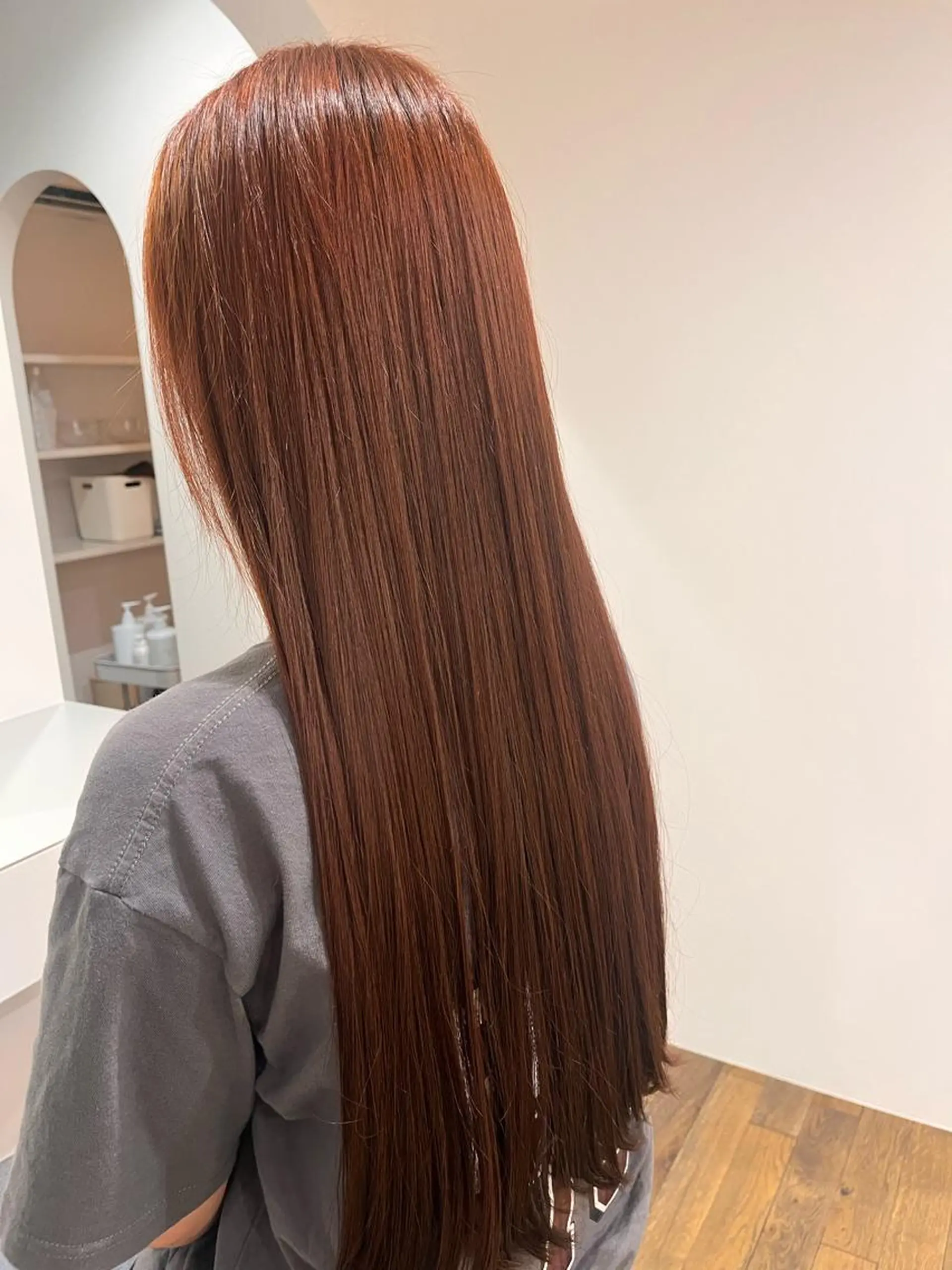 ロング カラー ベージュカラー ピンクカラー ピンクベージュ ヘアカラー トリートメント 武村美咲/ 暖色/艶カラーのヘアスタイル