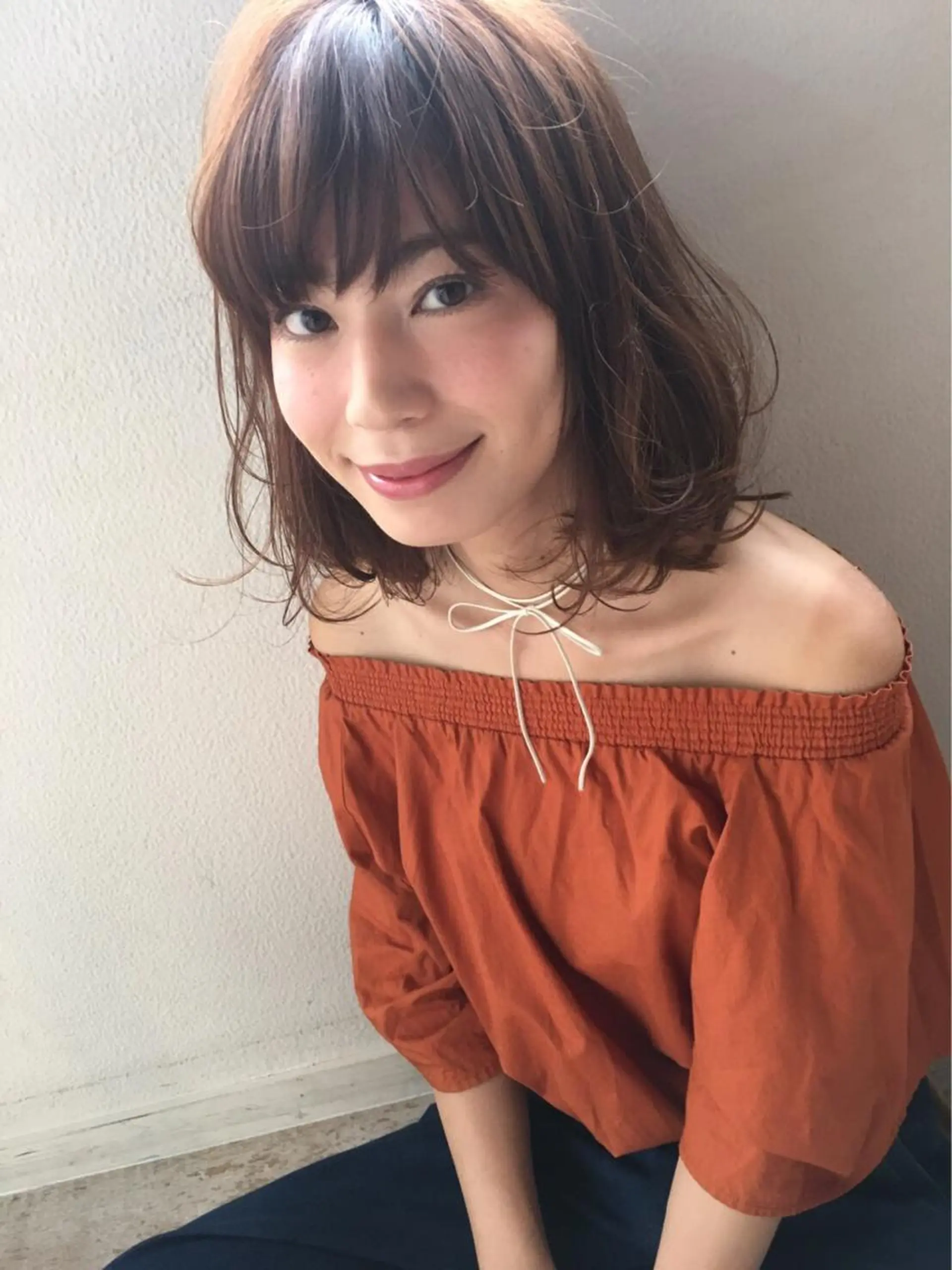 ミディアム パーマ ミディアムパーマ 鎌倉 彩のヘアスタイル