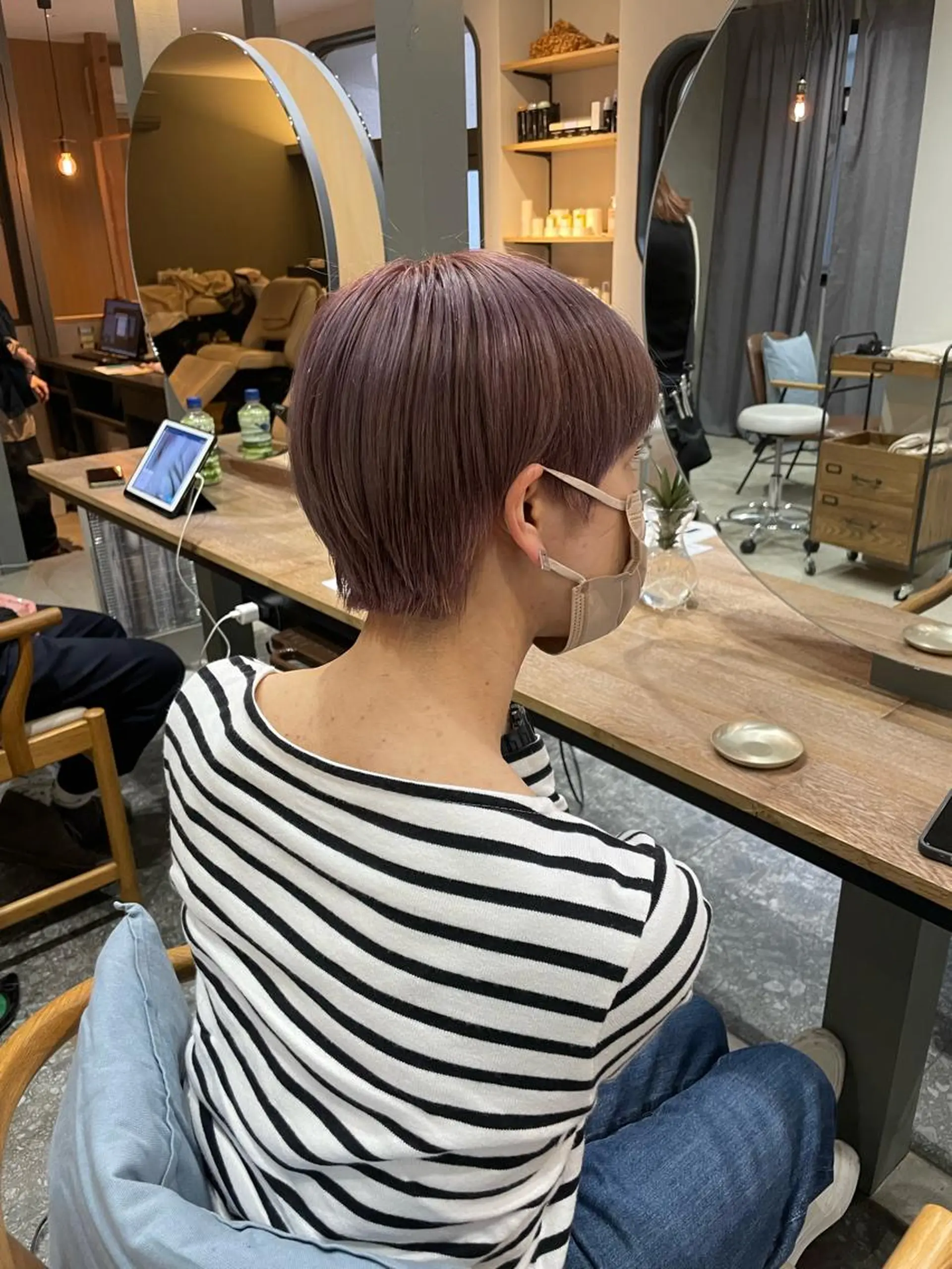 ショート カラー ベージュカラー ピンクカラー ピンクベージュ ショートヘア 五十嵐 雄毅のヘアスタイル