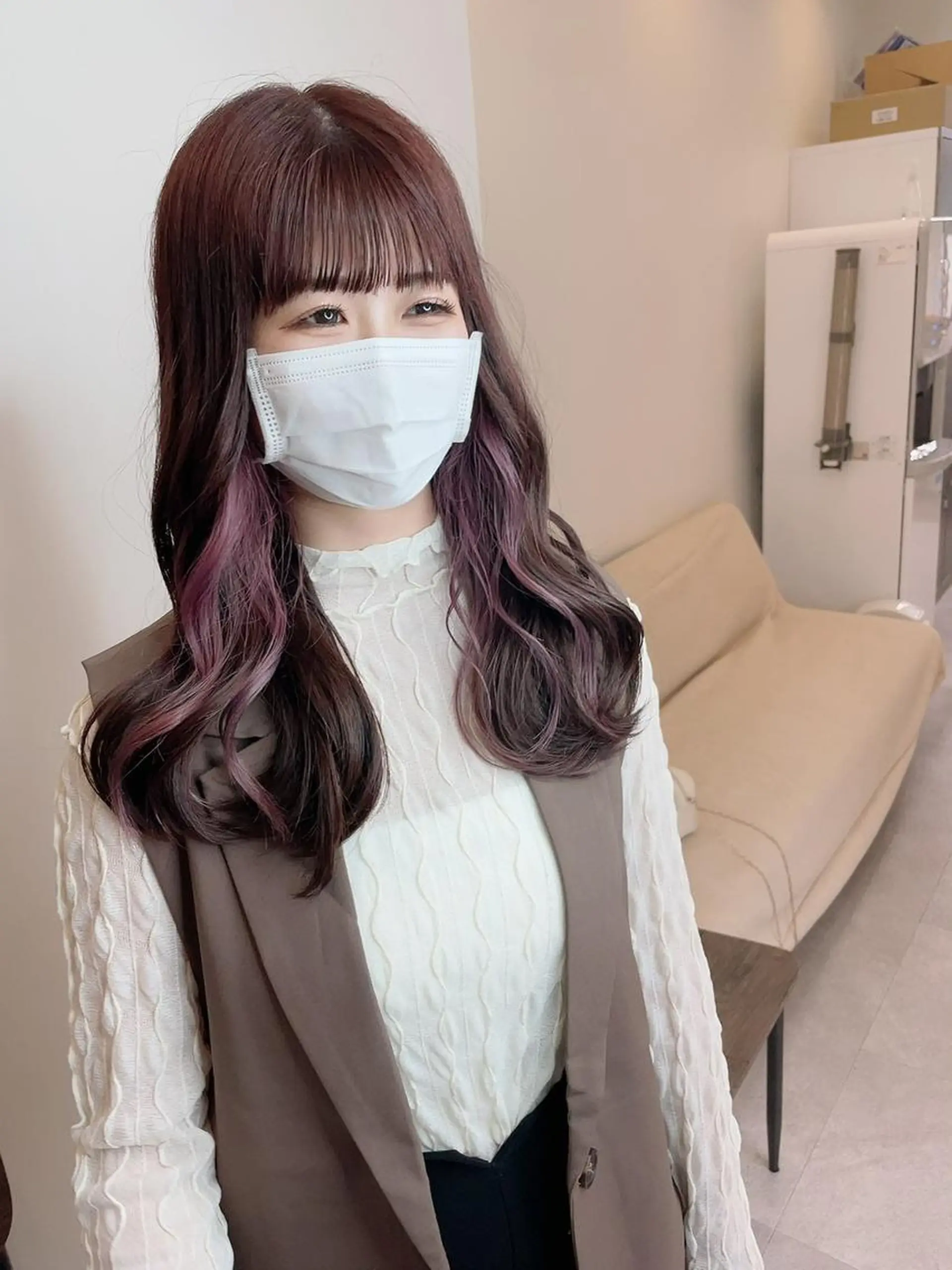 セミロング パーマ カラー ヘアアレンジ セミロングパーマ アディクシーカラー アッシュ バレイヤージュ ミストバング カット ヘアカラー トリートメント 【N°deseo】 吉祥寺のヘアスタイル