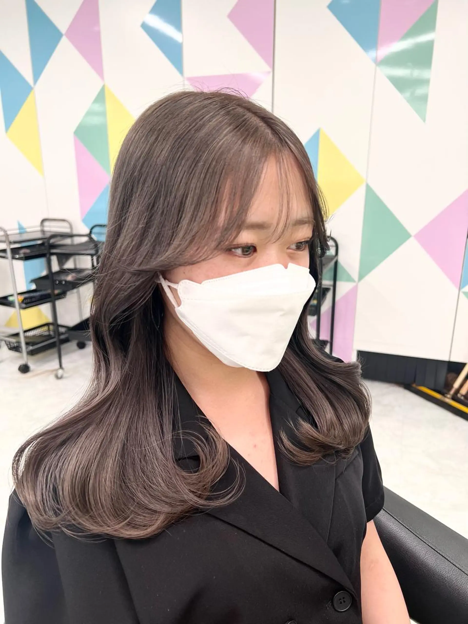ロング カラー くびれヘア 顔周りカット 韓国風ヘア カット ヘアカラー トリートメント ヘッドスパ ヘアセット 🇨🇳中韓レイヤー 暗髪カラー🇰🇷のヘアスタイル