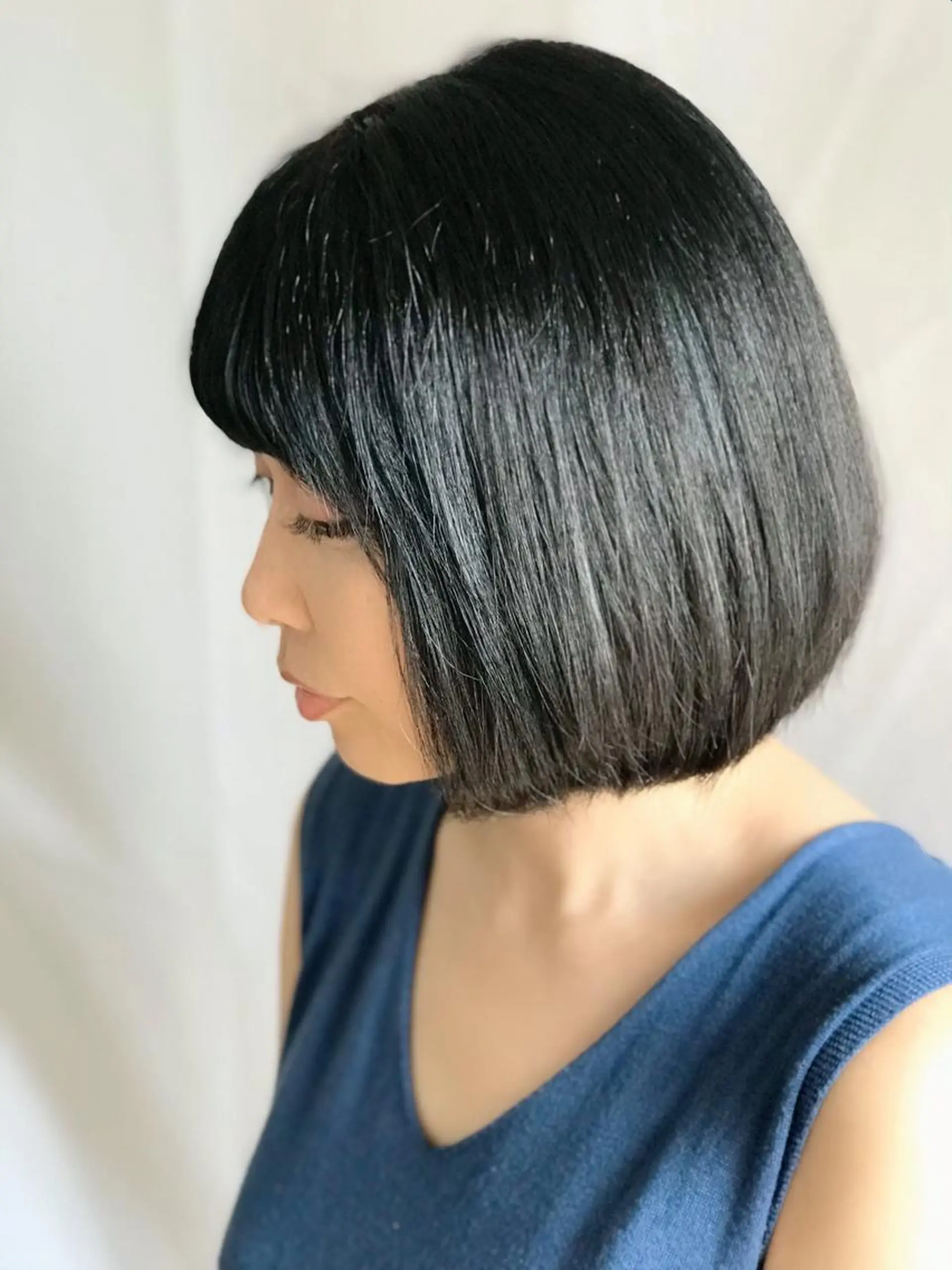 ミディアム ワンレンボブ ボブ レイヤーカット 代表　清水稔也 オージュアソムリエのヘアスタイル