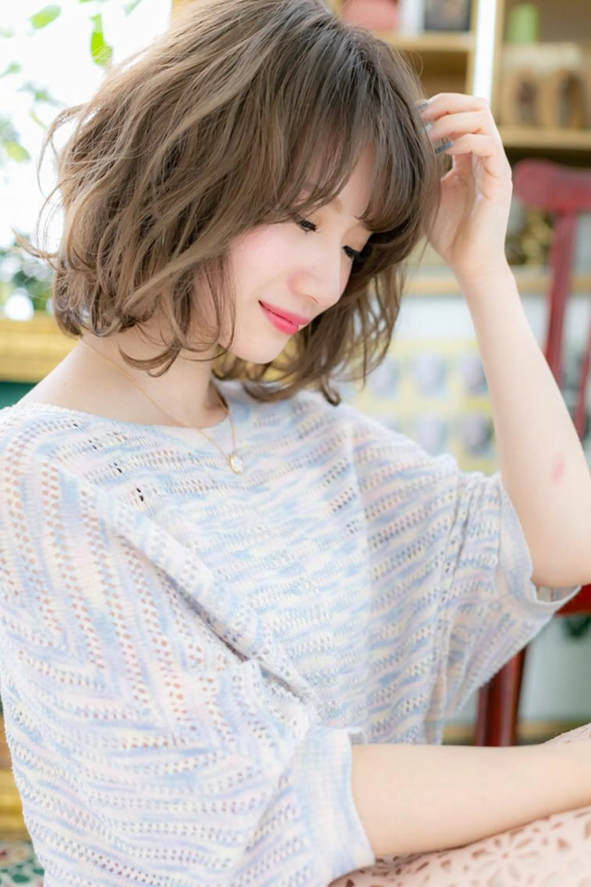 ショート カラー パーマ ボブ 小顔カット得意🌟 岩渕麻由のヘアスタイル