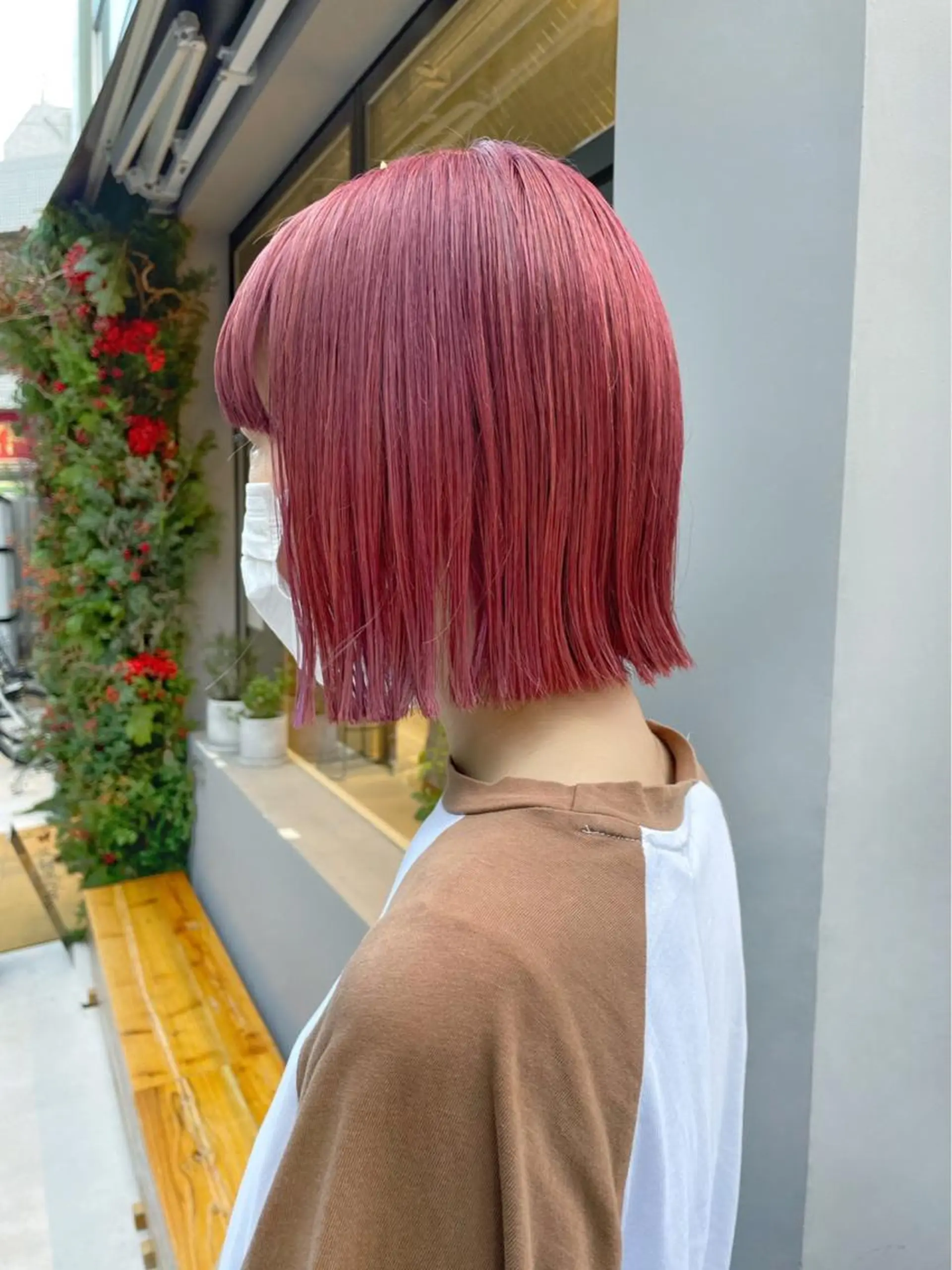 ショート カラー 切りっぱなしボブ ピンクカラー ボブ カット ヘアカラー HIROKI ” stylistのヘアスタイル
