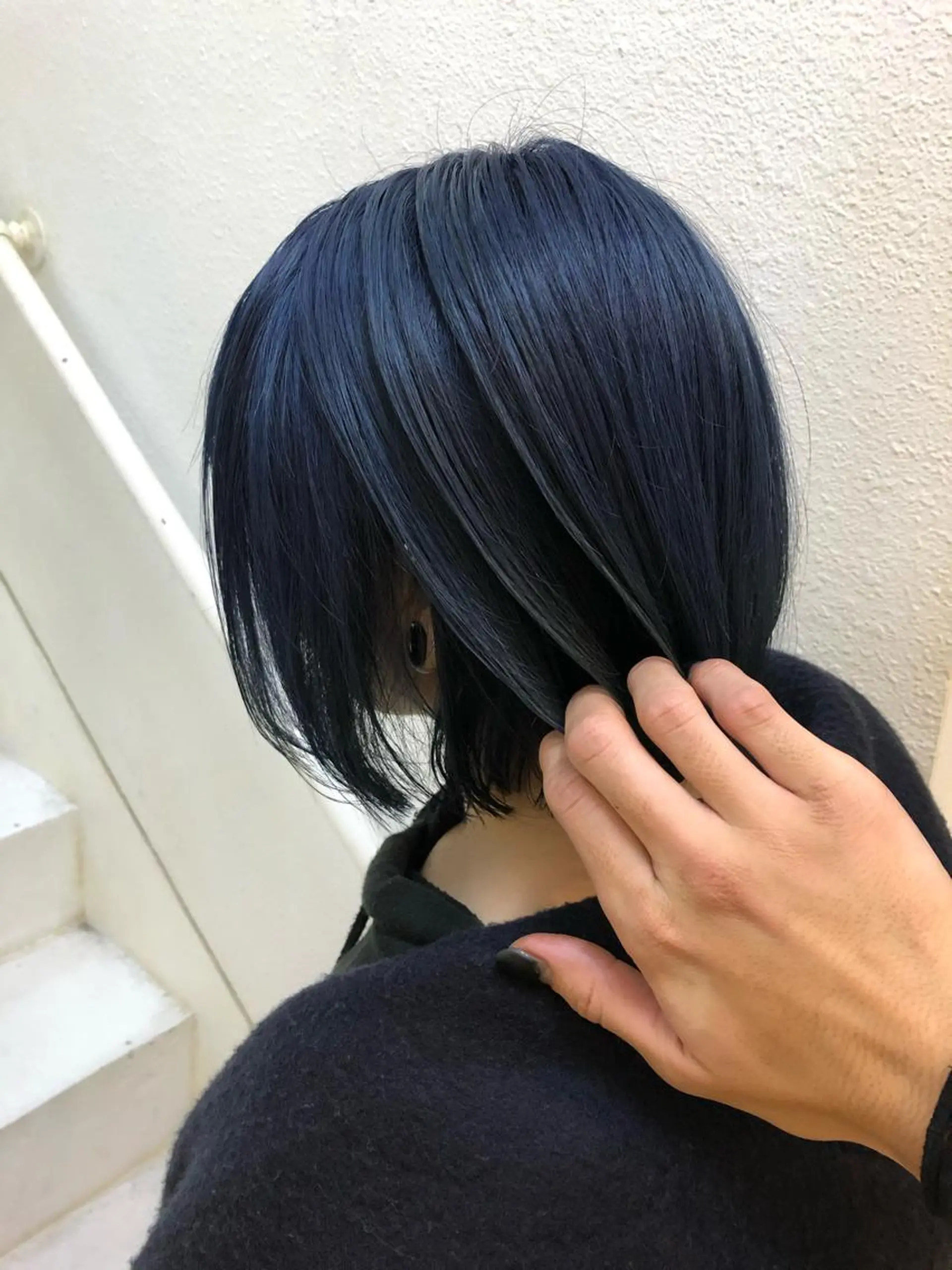 ショート カラー 黒髪 ブルーカラー ブルーブラック FLEUR by little所属・🌸モテヘア🌸 ﾀﾞｲﾁのヘアスタイル