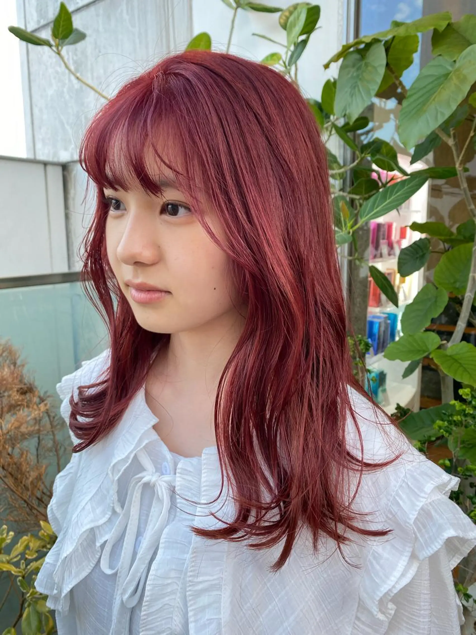 ロング カラー ヘアアレンジ レッドカラー カット ヘアカラー トリートメント ヘッドスパ 押切 響 のヘアスタイル