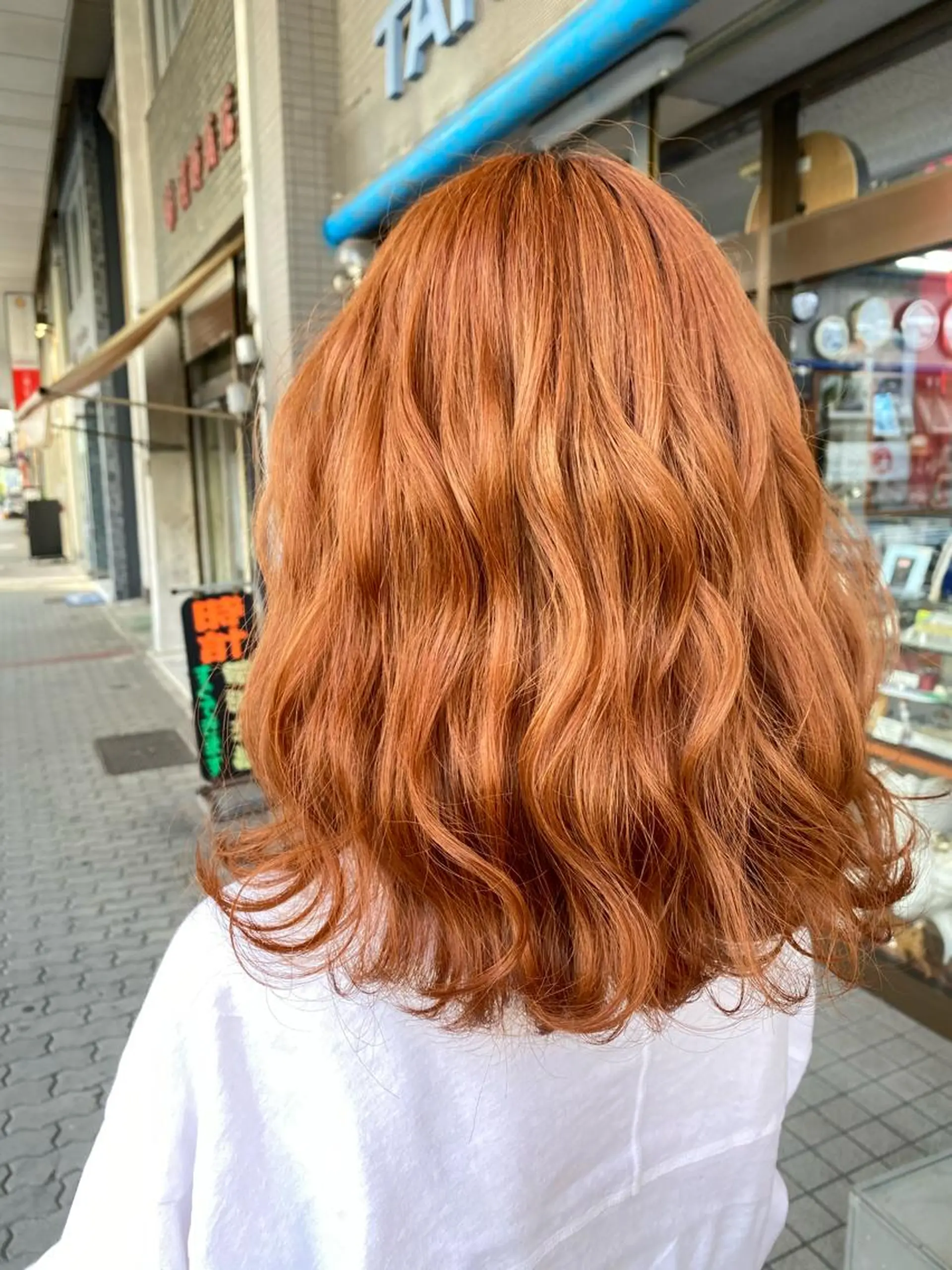 ミディアム オレンジブラウン ヘアカラー ゆぴ☾‪/推しカラー /ハイトーンのヘアスタイル