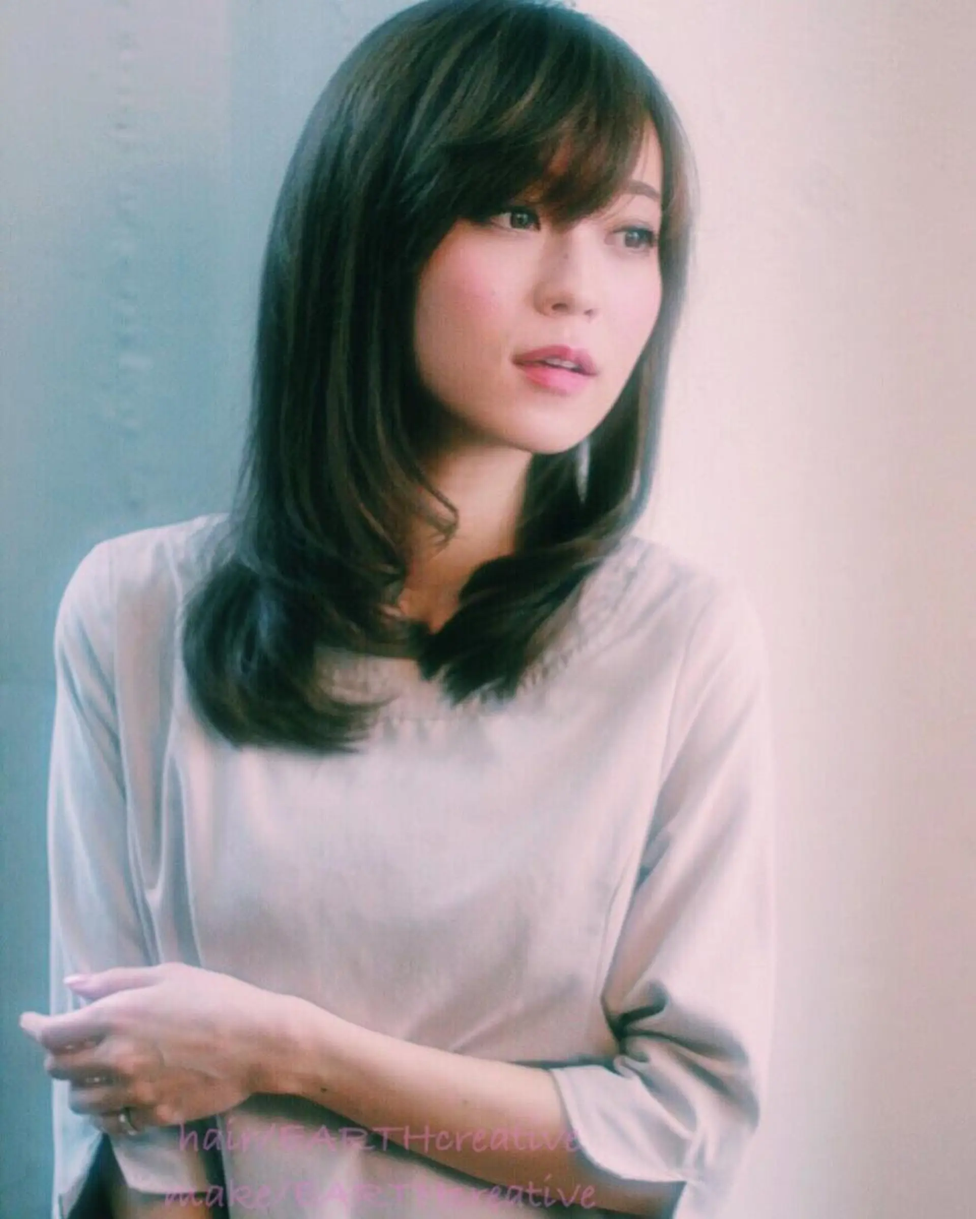 セミロング カラー カット 縮毛矯正 岡本 尚晃のヘアスタイル